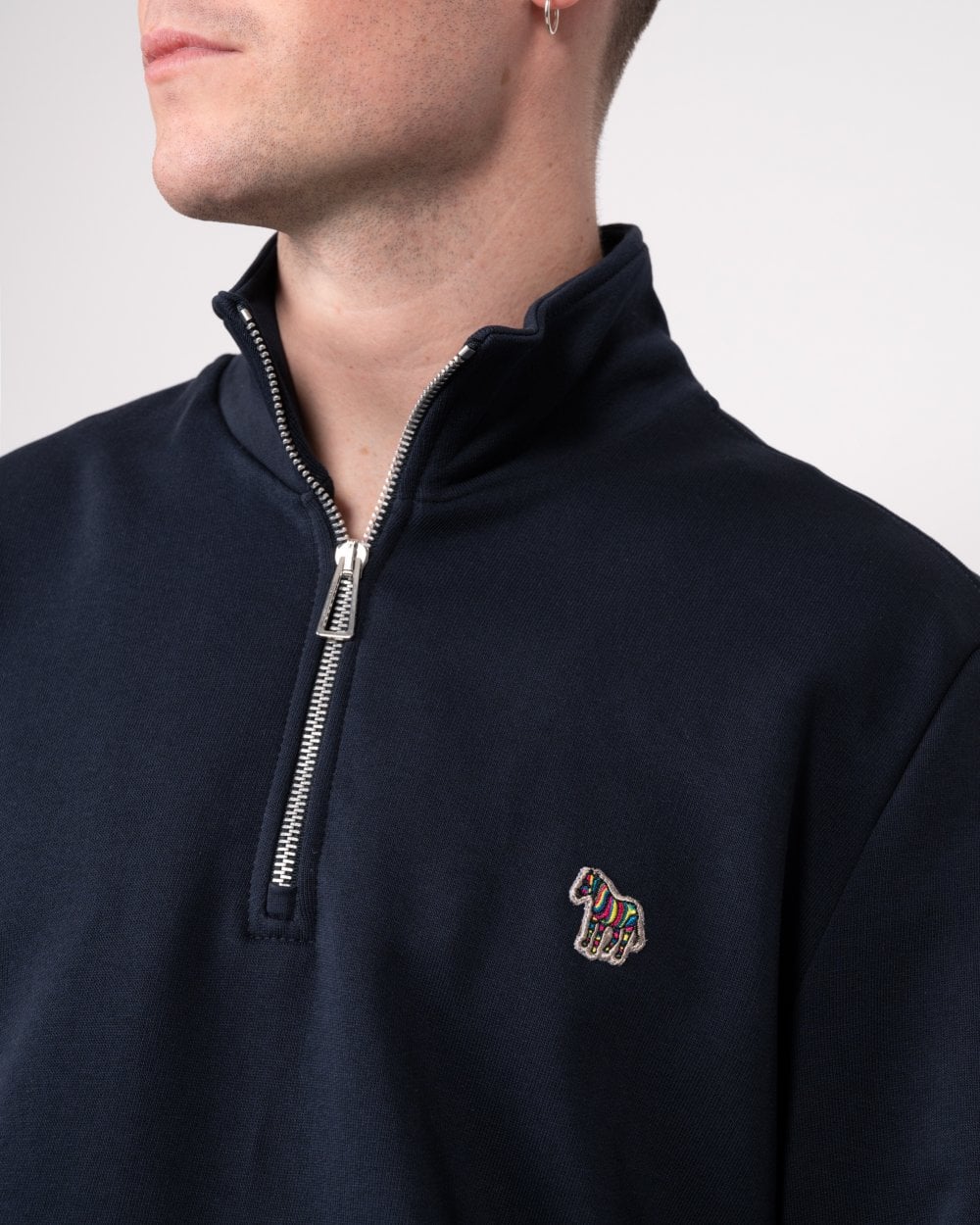 PS Paul Smith Mens Long Sleeve Regular Fit Half Zip Zebra Logo Sweatshirt - 49 Very Dark Navy - Image 2