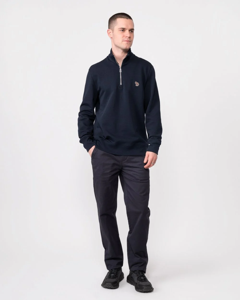 PS Paul Smith Mens Long Sleeve Regular Fit Half Zip Zebra Logo Sweatshirt - 49 Very Dark Navy - Image 3