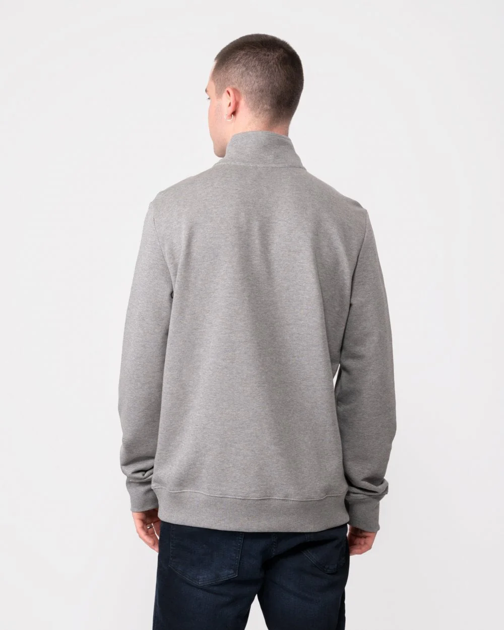 PS Paul Smith Mens Long Sleeve Regular Fit Half Zip Zebra Logo Sweatshirt - 72 Grey Melange - Image 4