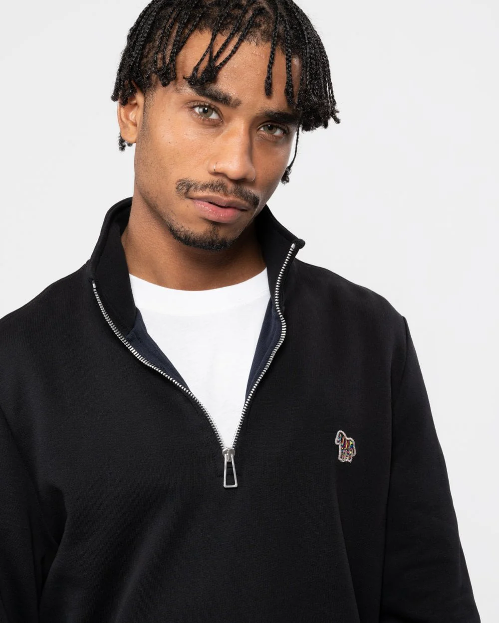 PS Paul Smith Mens Long Sleeve Regular Fit Half Zip Zebra Logo Sweatshirt - 79 Black - Image 2