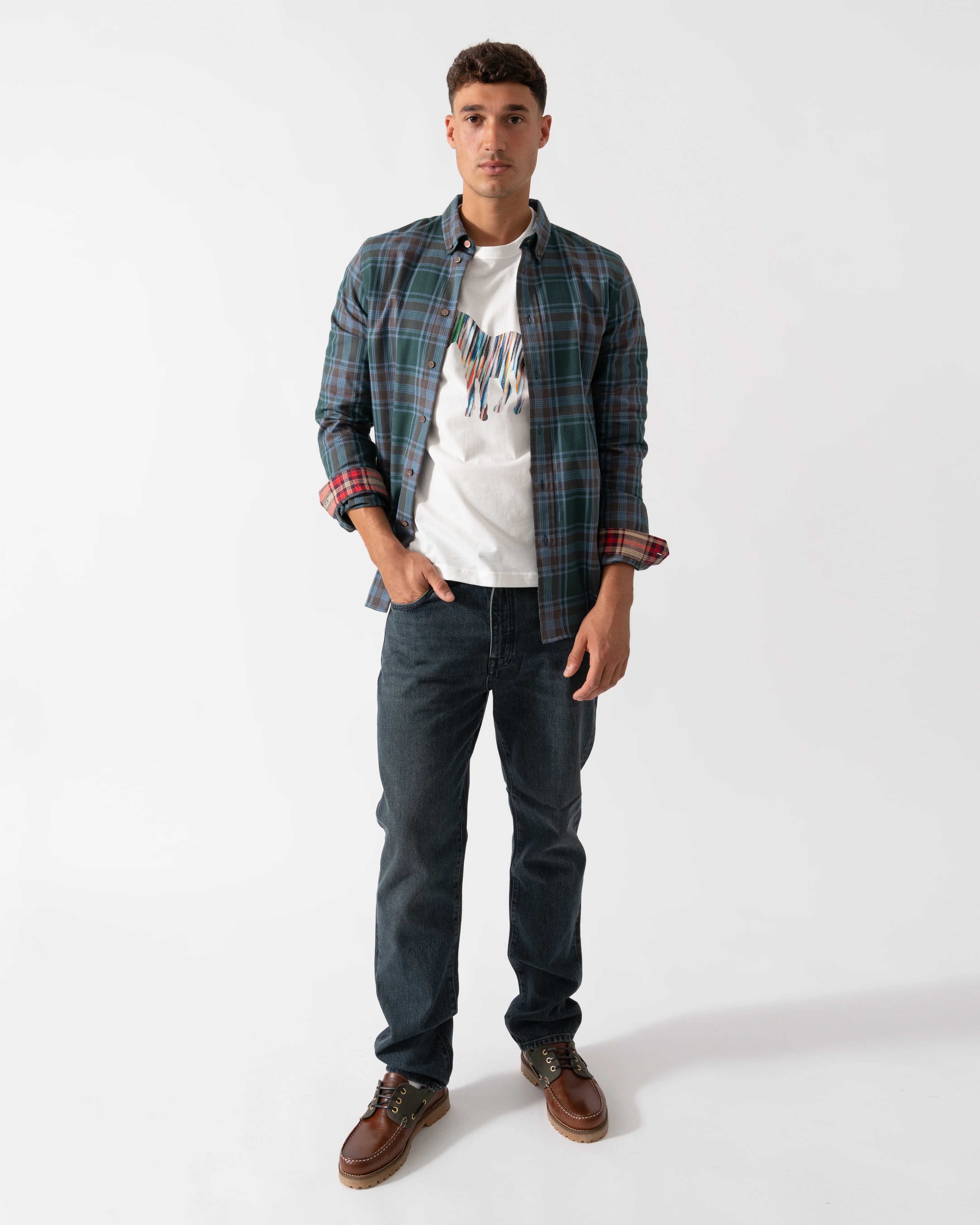 PS Paul Smith Mens Long Sleeve Tailored Fit Button Down Collar Shirt M2R-599R-T22491- 38 Bottle Green - Image 2
