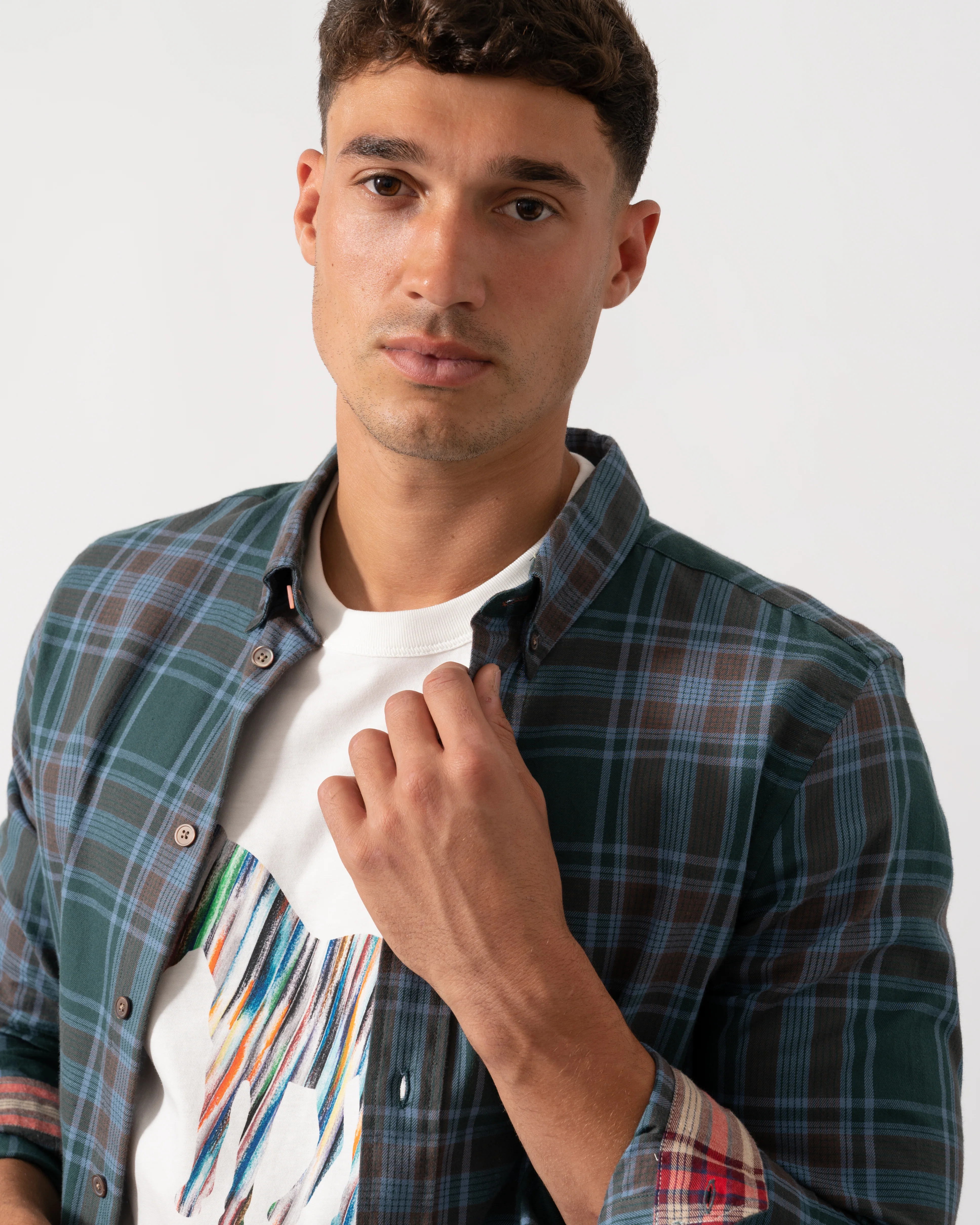 PS Paul Smith Mens Long Sleeve Tailored Fit Button Down Collar Shirt M2R-599R-T22491- 38 Bottle Green - Image 3