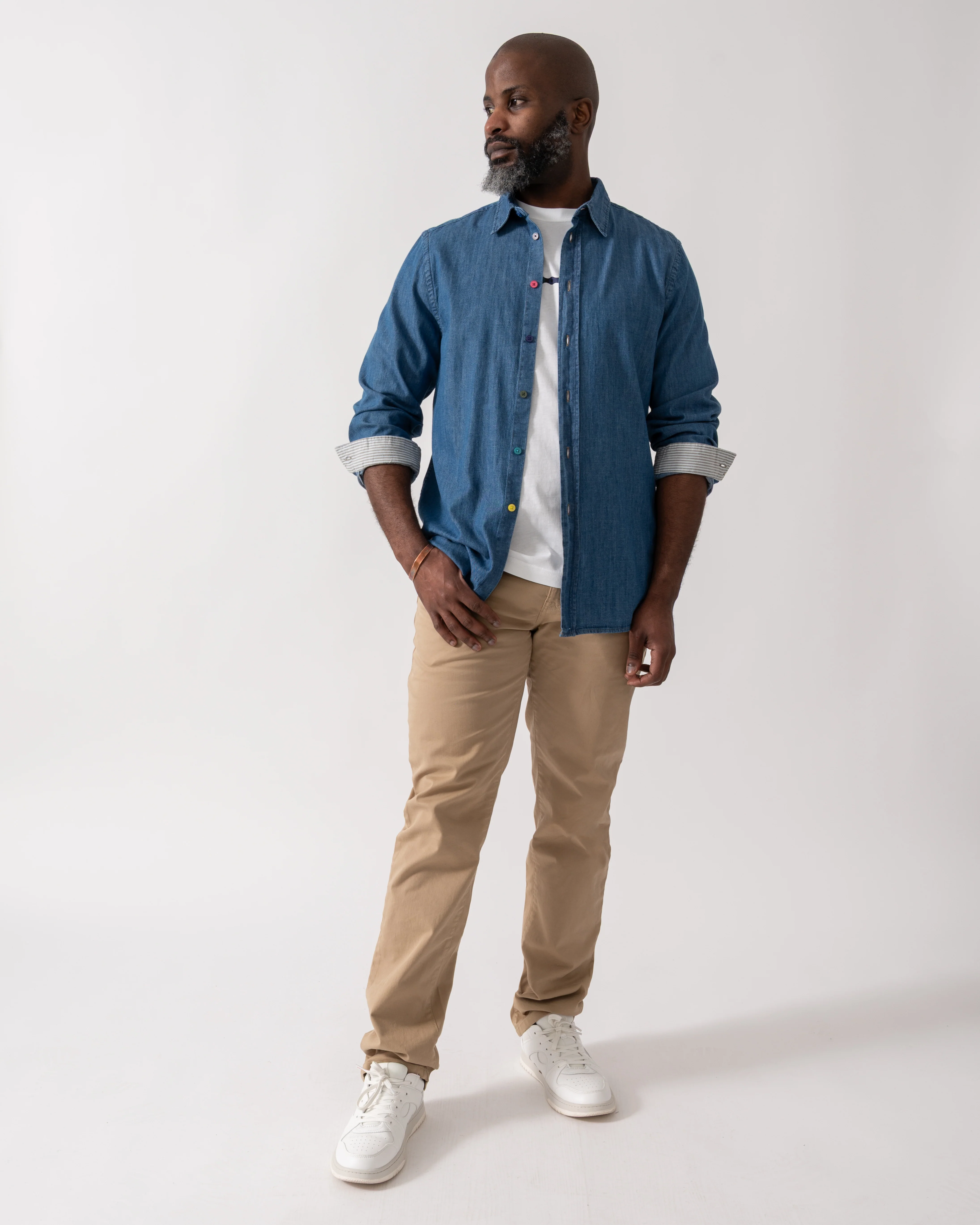 PS Paul Smith Mens Long Sleeve Tailored Fit Denim Shirt SS Buttons - MD Blue - Image 2