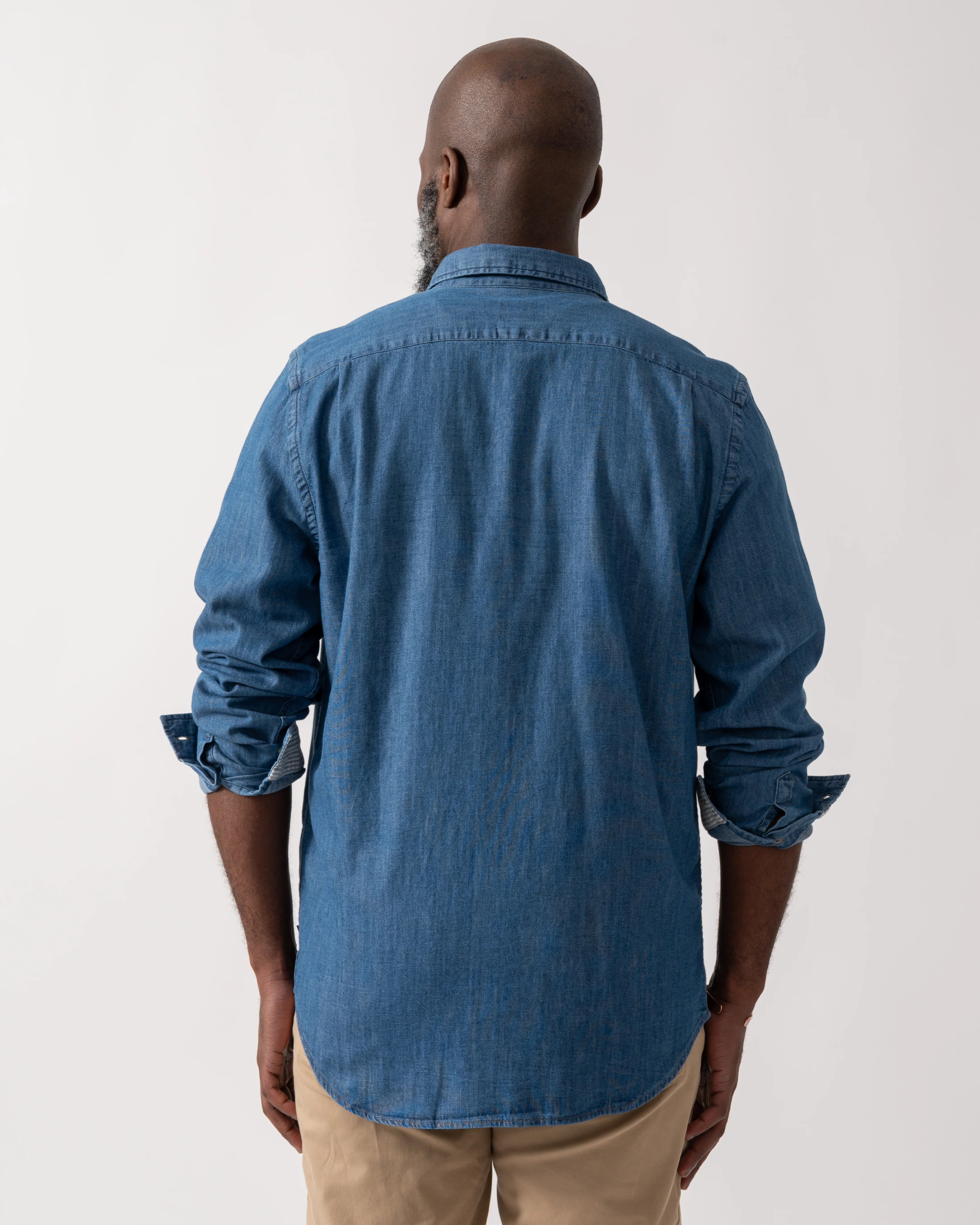 PS Paul Smith Mens Long Sleeve Tailored Fit Denim Shirt SS Buttons - MD Blue - Image 4