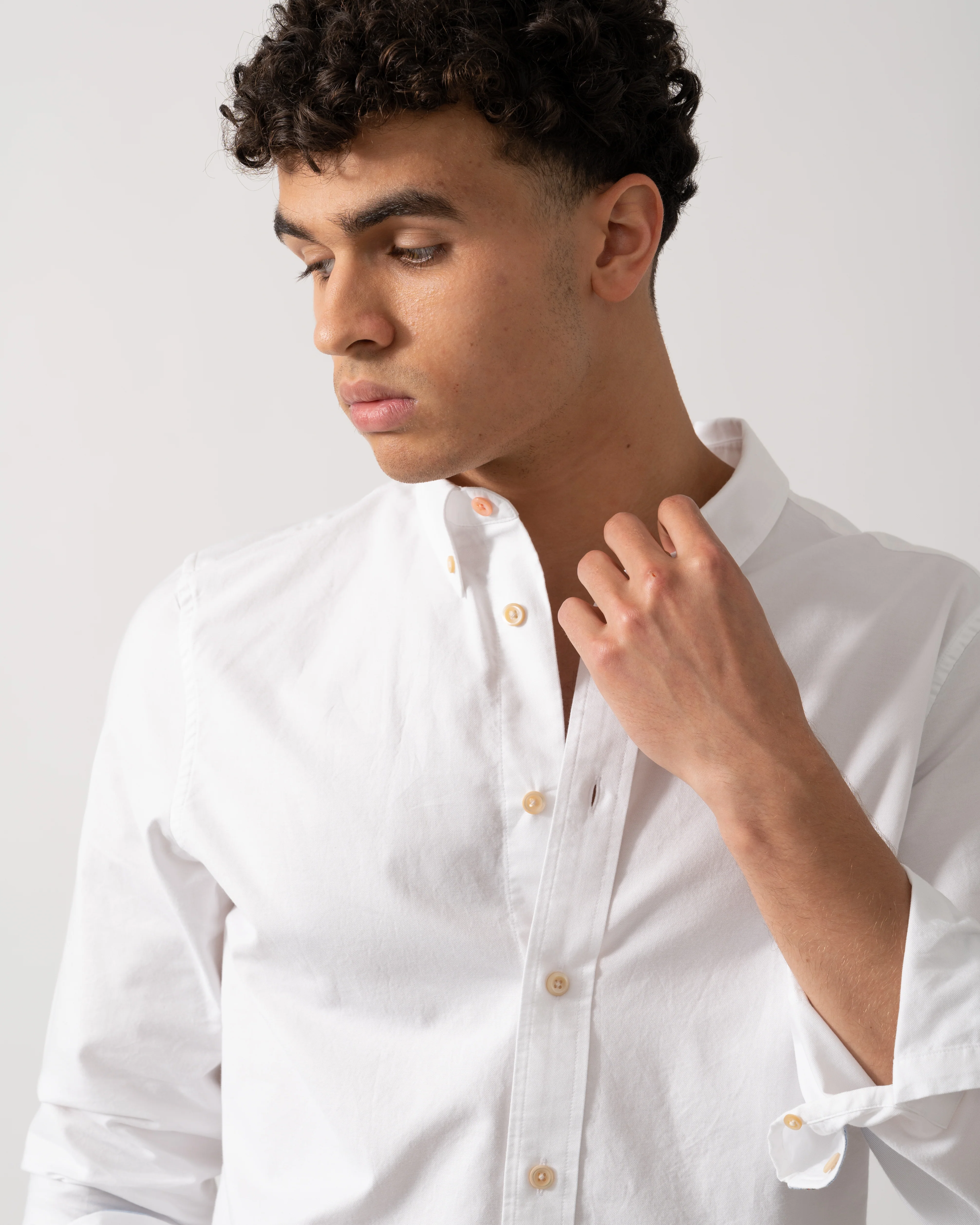 PS Paul Smith Mens Long Sleeve Tailored Fit Stitch Cuff Detail Shirt - 01 White - Image 2