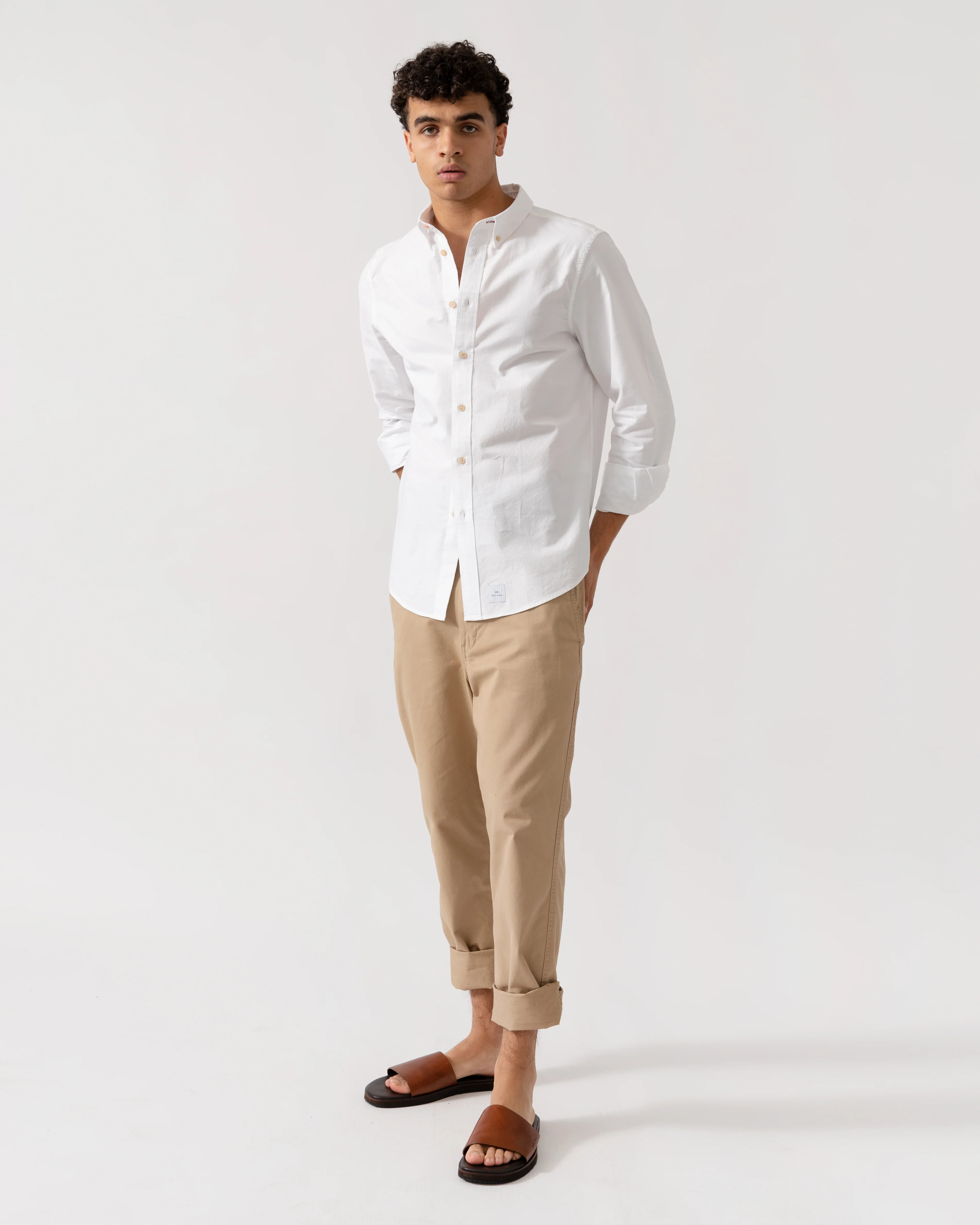 PS Paul Smith Mens Long Sleeve Tailored Fit Stitch Cuff Detail Shirt - 01 White - Image 4