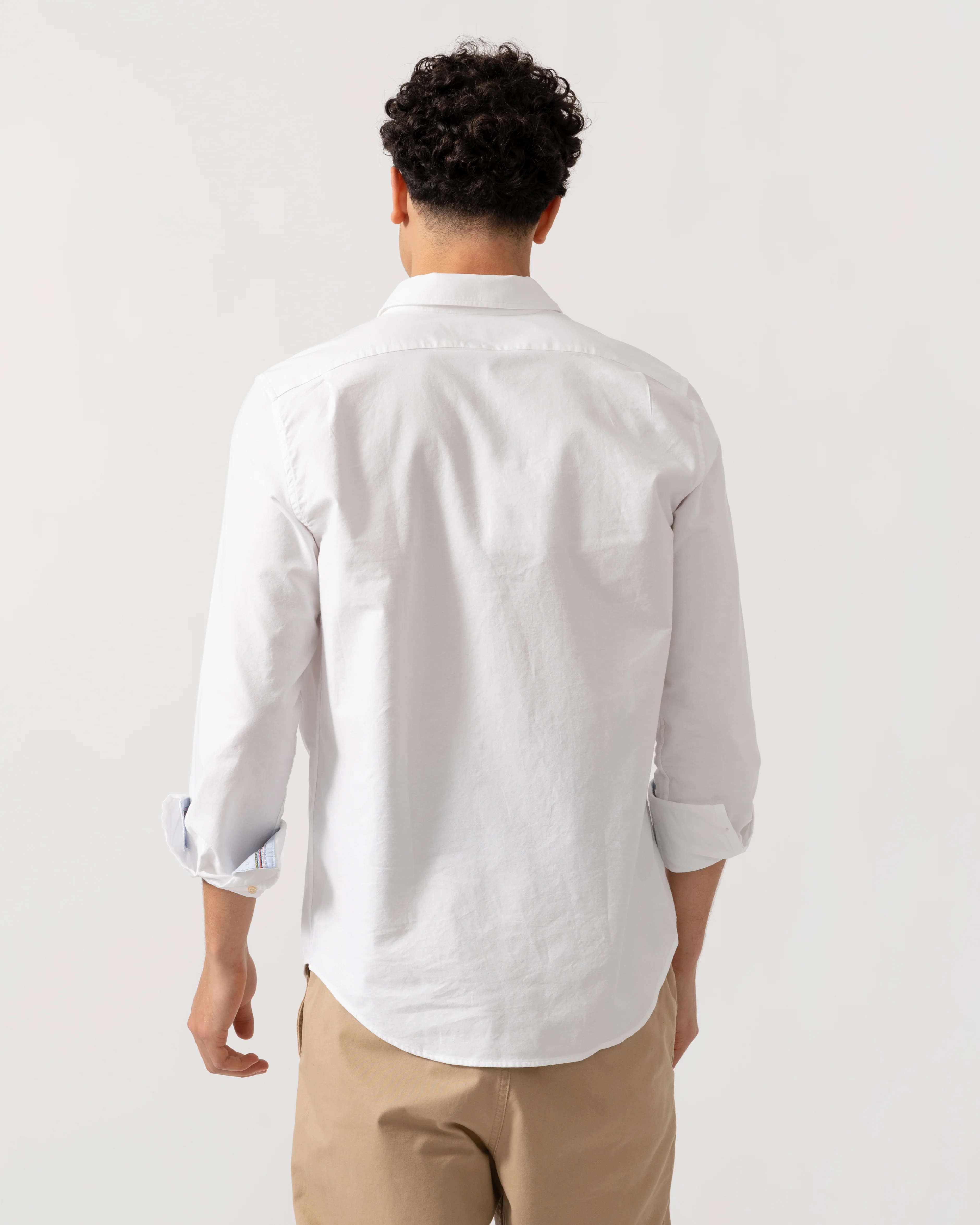 PS Paul Smith Mens Long Sleeve Tailored Fit Stitch Cuff Detail Shirt - 01 White - Image 5