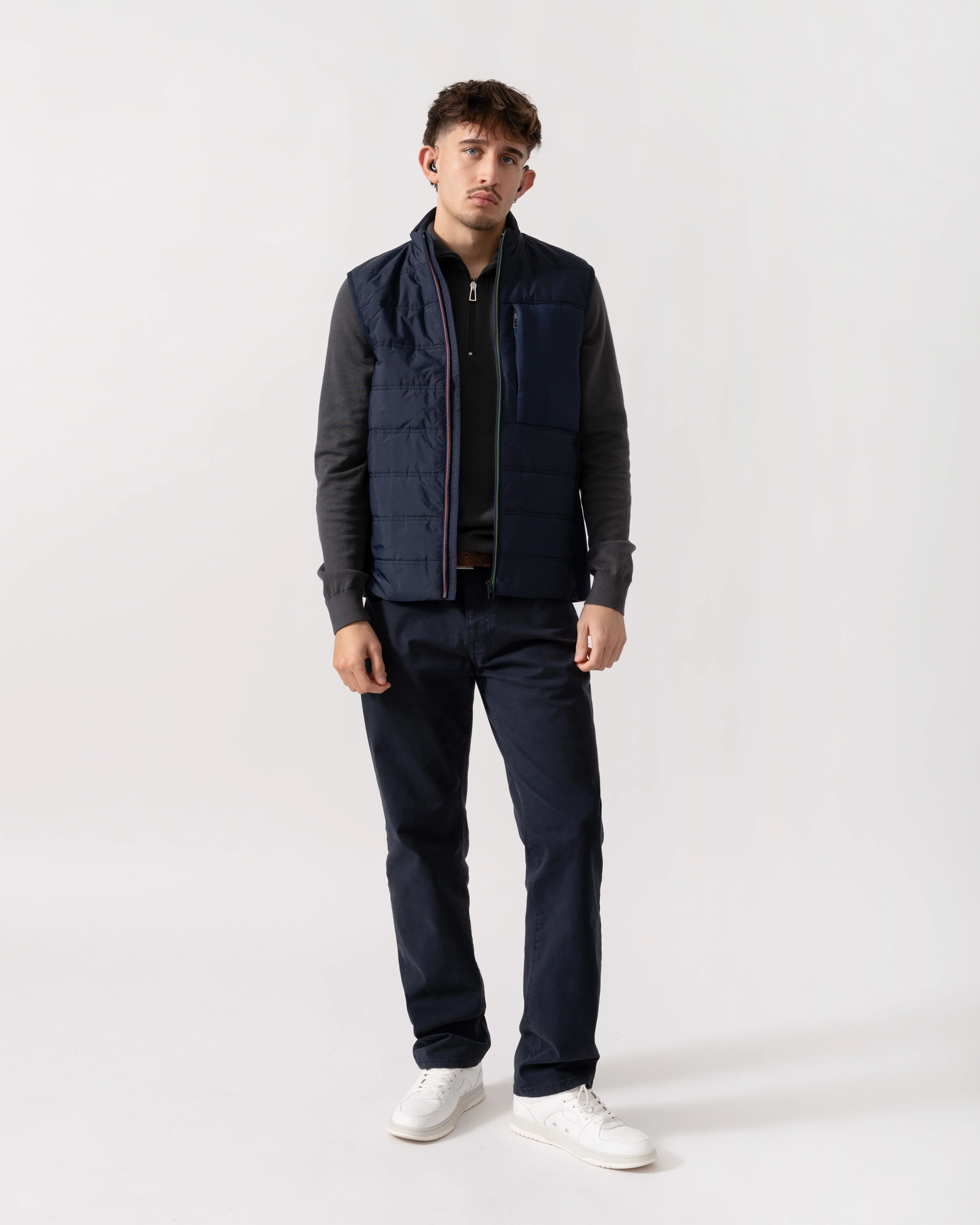 PS Paul Smith Mens Mixed Media Gilet - 49 Very Dark Navy - Image 2
