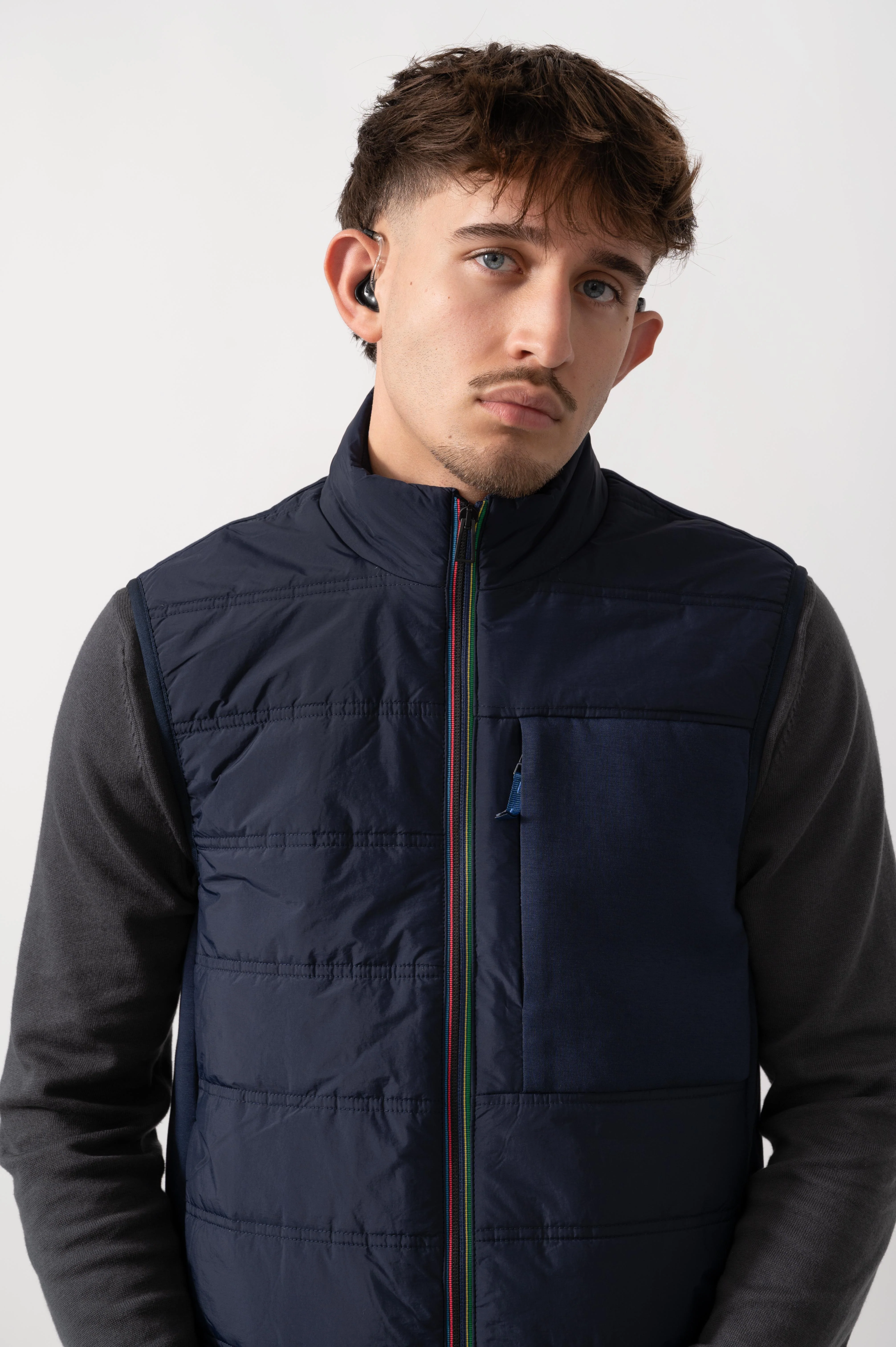 PS Paul Smith Mens Mixed Media Gilet - 49 Very Dark Navy - Image 3