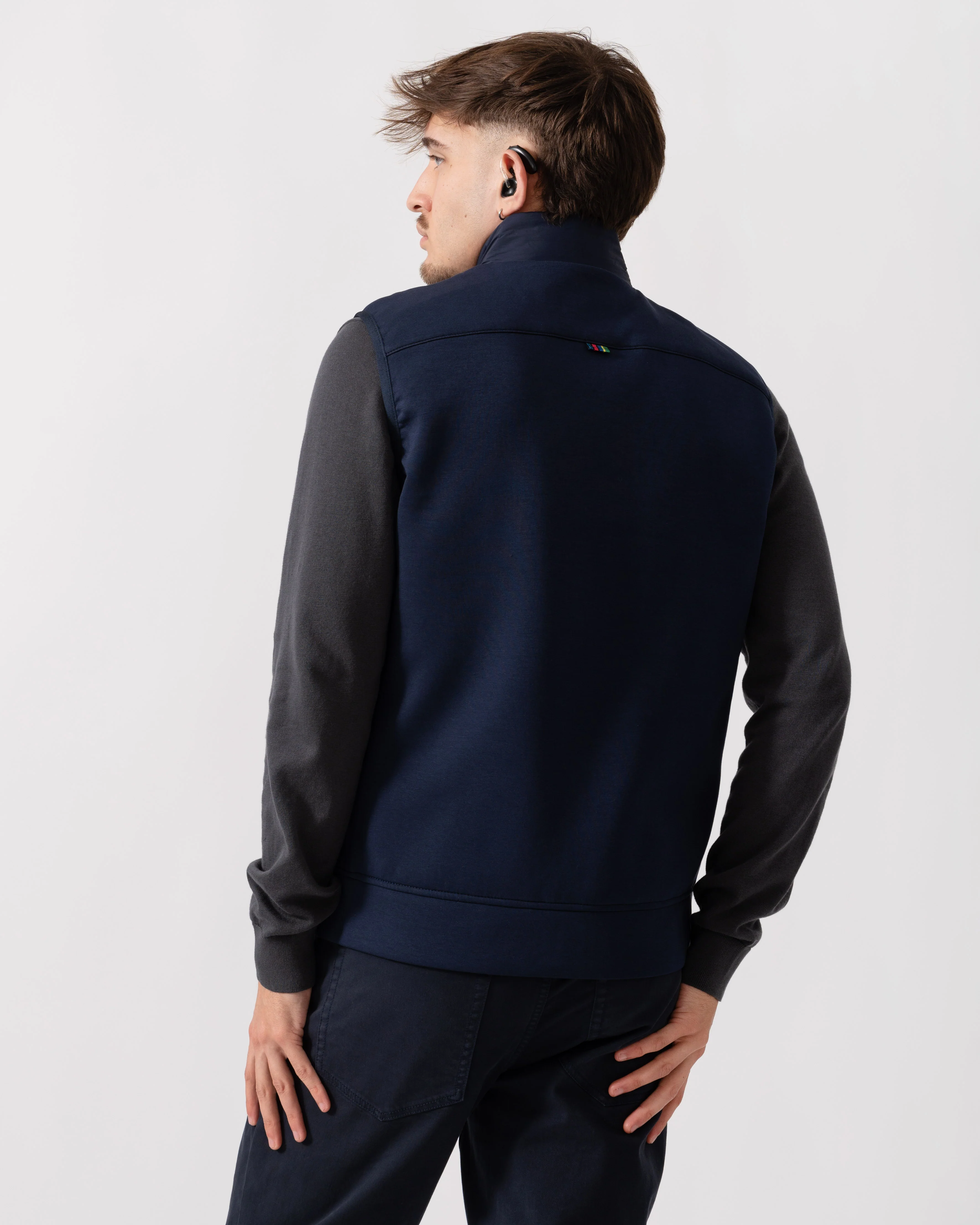 PS Paul Smith Mens Mixed Media Gilet - 49 Very Dark Navy - Image 4