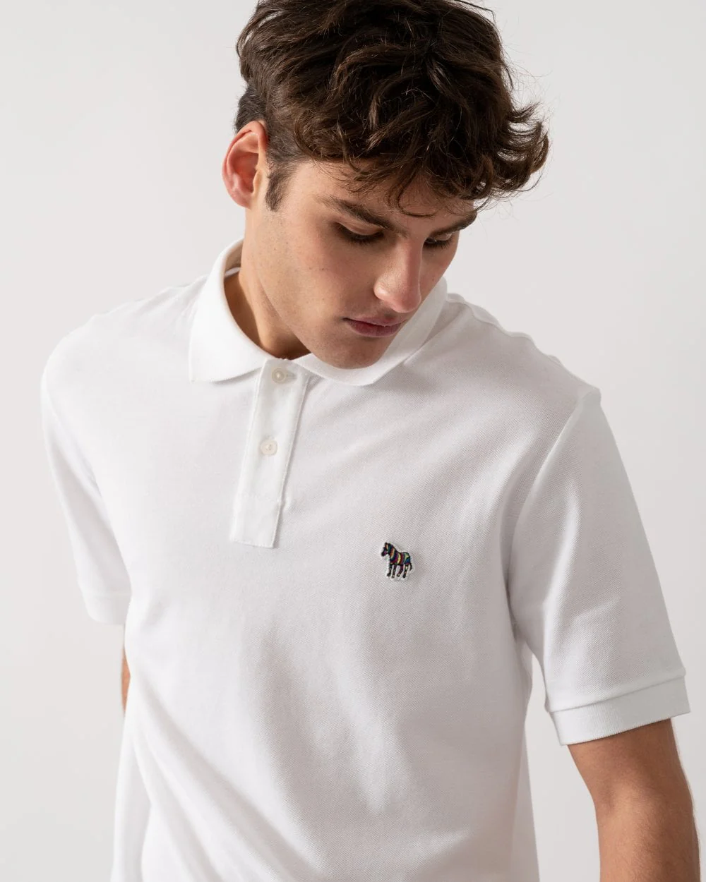 PS Paul Smith Mens Organic Cotton Zebra Logo Polo Shirt - 01 White - Image 2