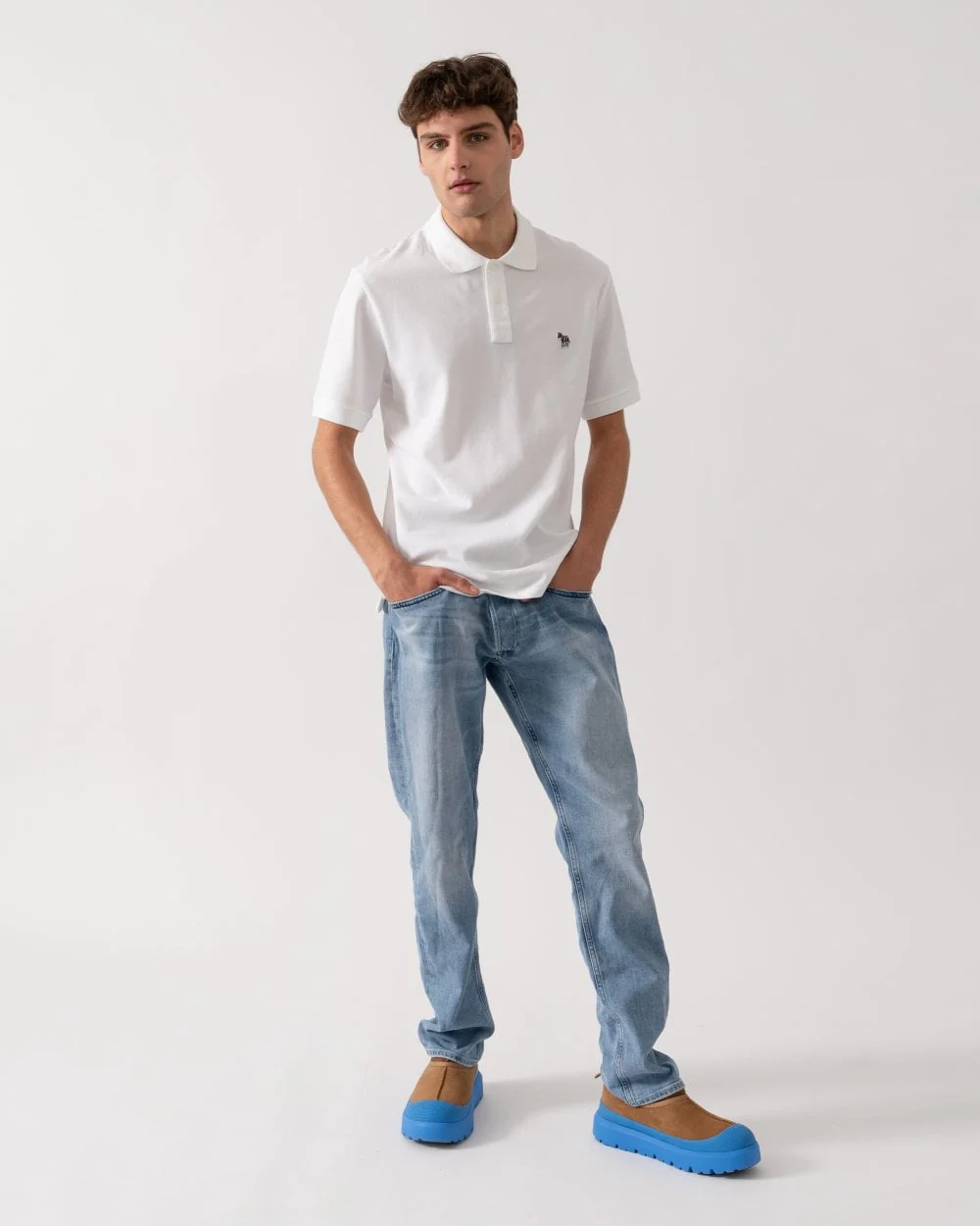 PS Paul Smith Mens Organic Cotton Zebra Logo Polo Shirt - 01 White - Image 3