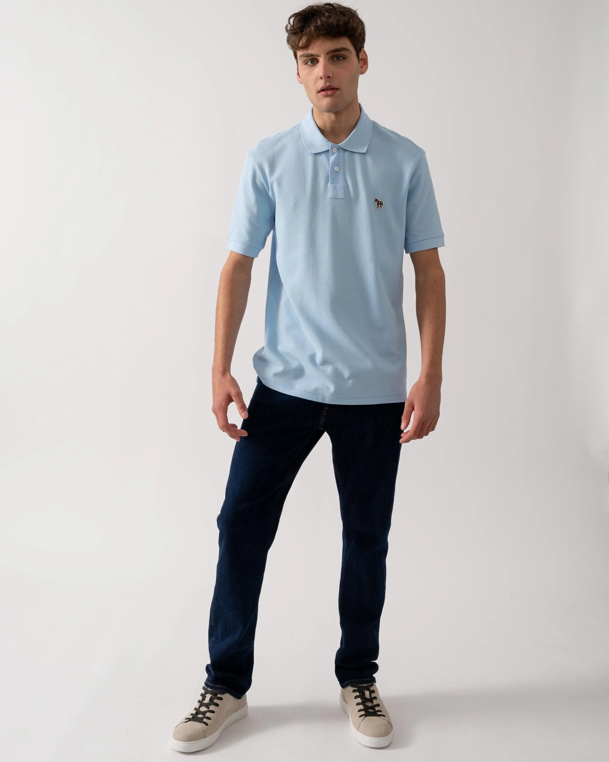 PS Paul Smith Mens Organic Cotton Zebra Logo Polo Shirt - 41E Light Blue - Image 4