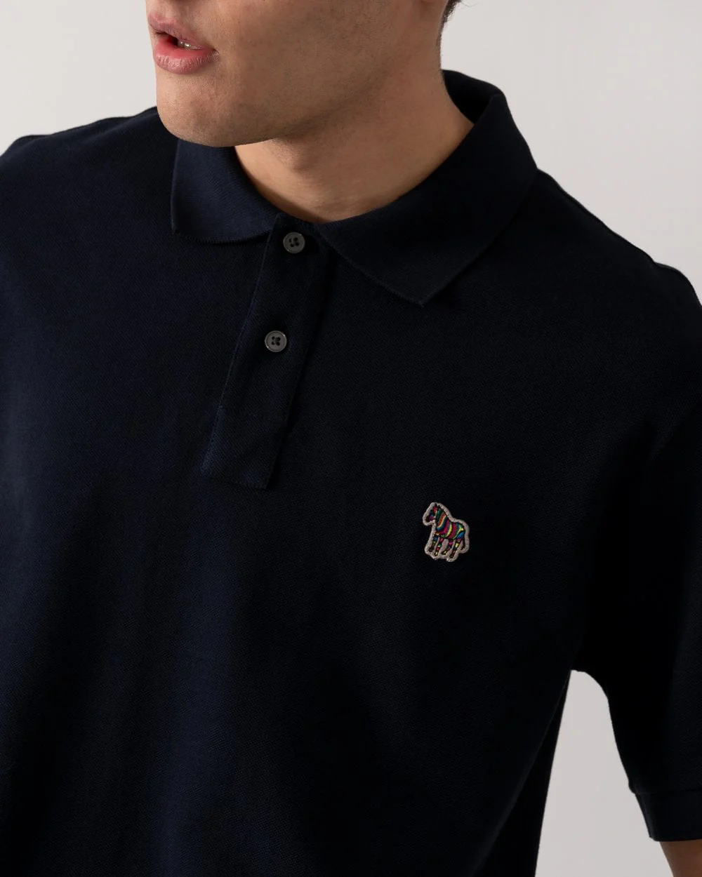 PS Paul Smith Mens Organic Cotton Zebra Logo Polo Shirt - 49 Very Dark Navy - Image 2