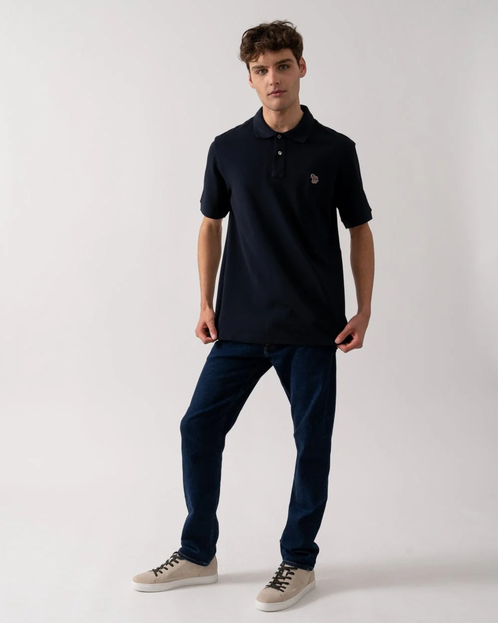 PS Paul Smith Mens Organic Cotton Zebra Logo Polo Shirt - 49 Very Dark Navy - Image 3