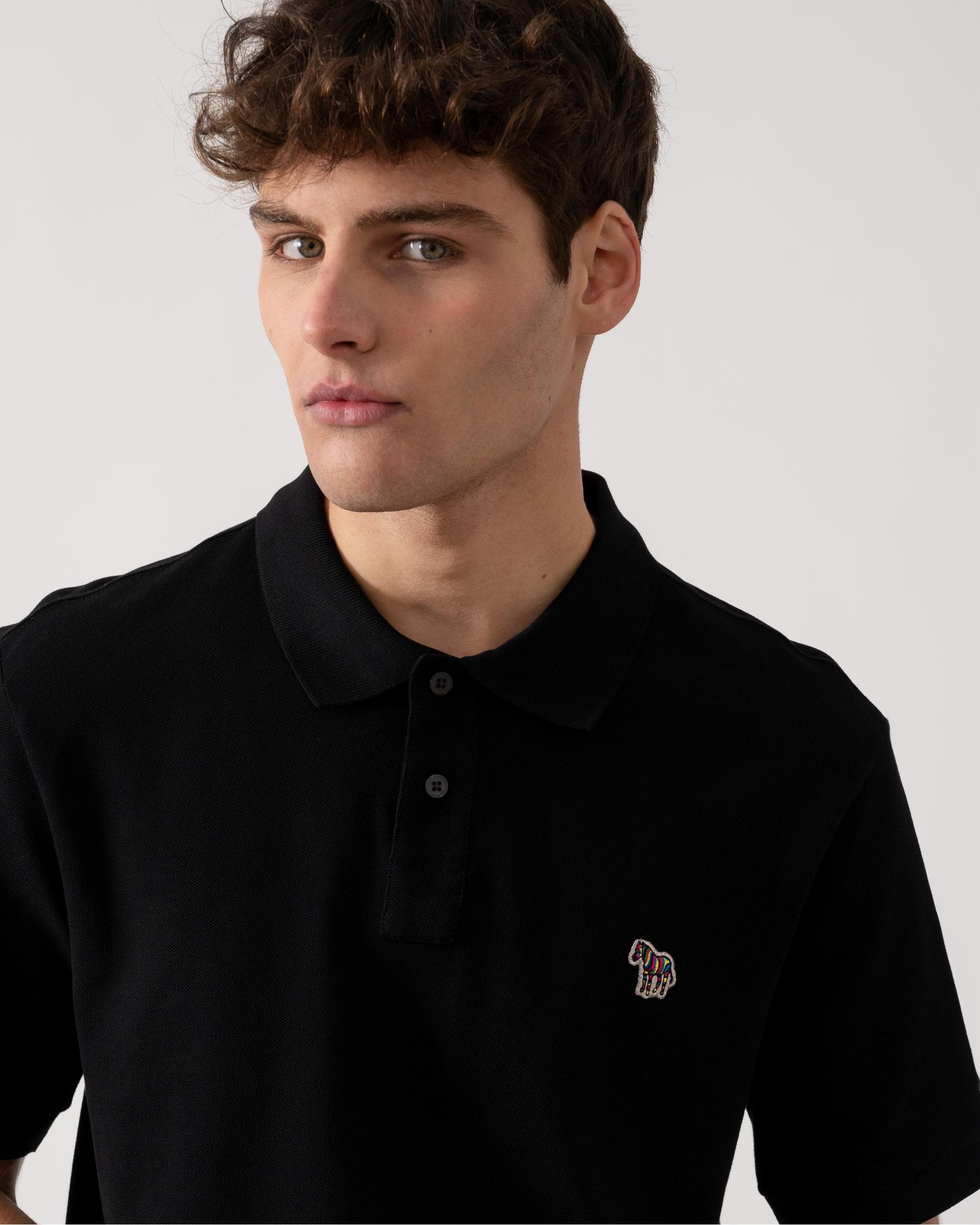 PS Paul Smith Mens Organic Cotton Zebra Logo Polo Shirt - 79 Black - Image 2