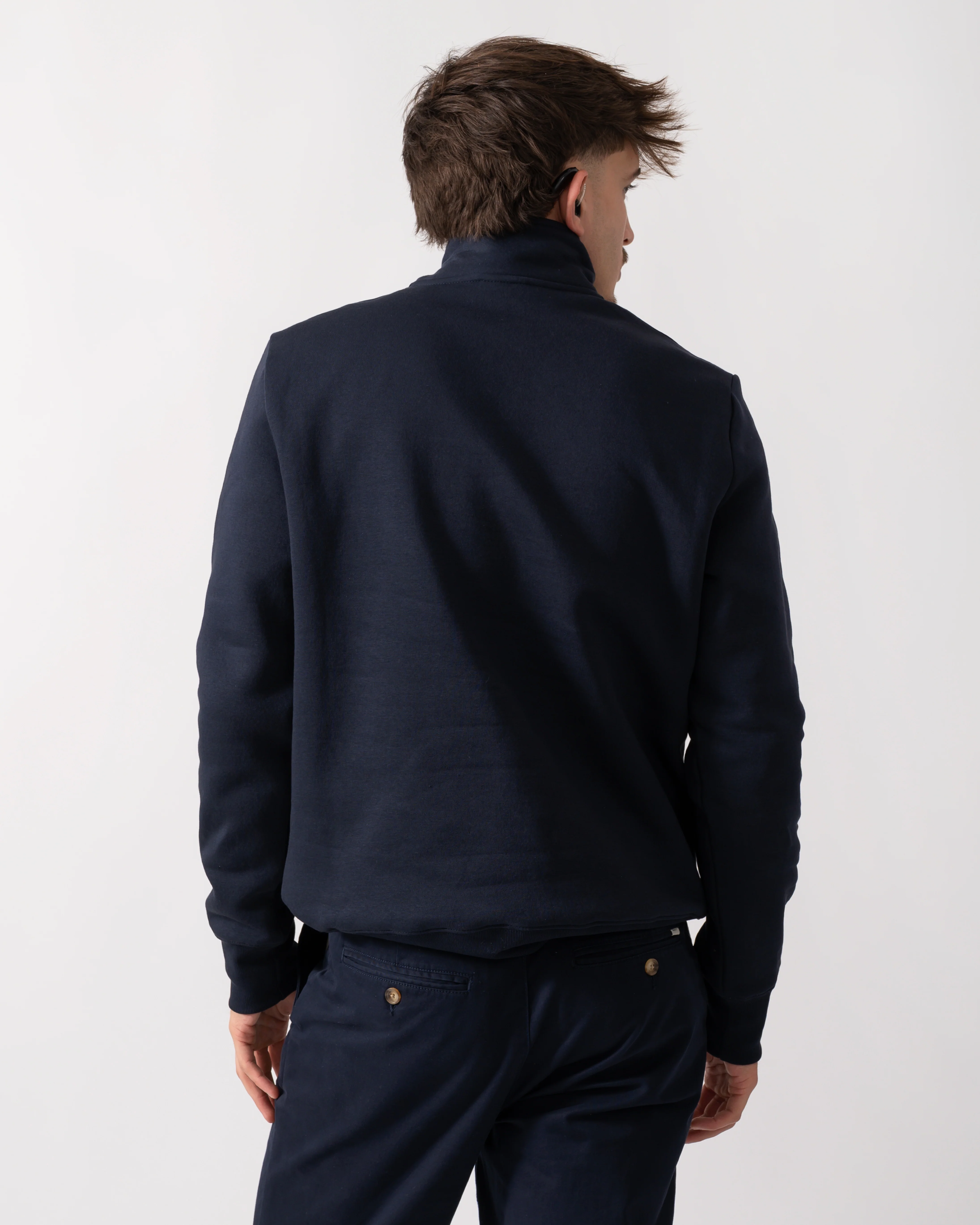 PS Paul Smith Mens Reg Fit Half Zip Stitch Stripe Logo Sweatshirt - 49 Very Dark Navy - Image 5