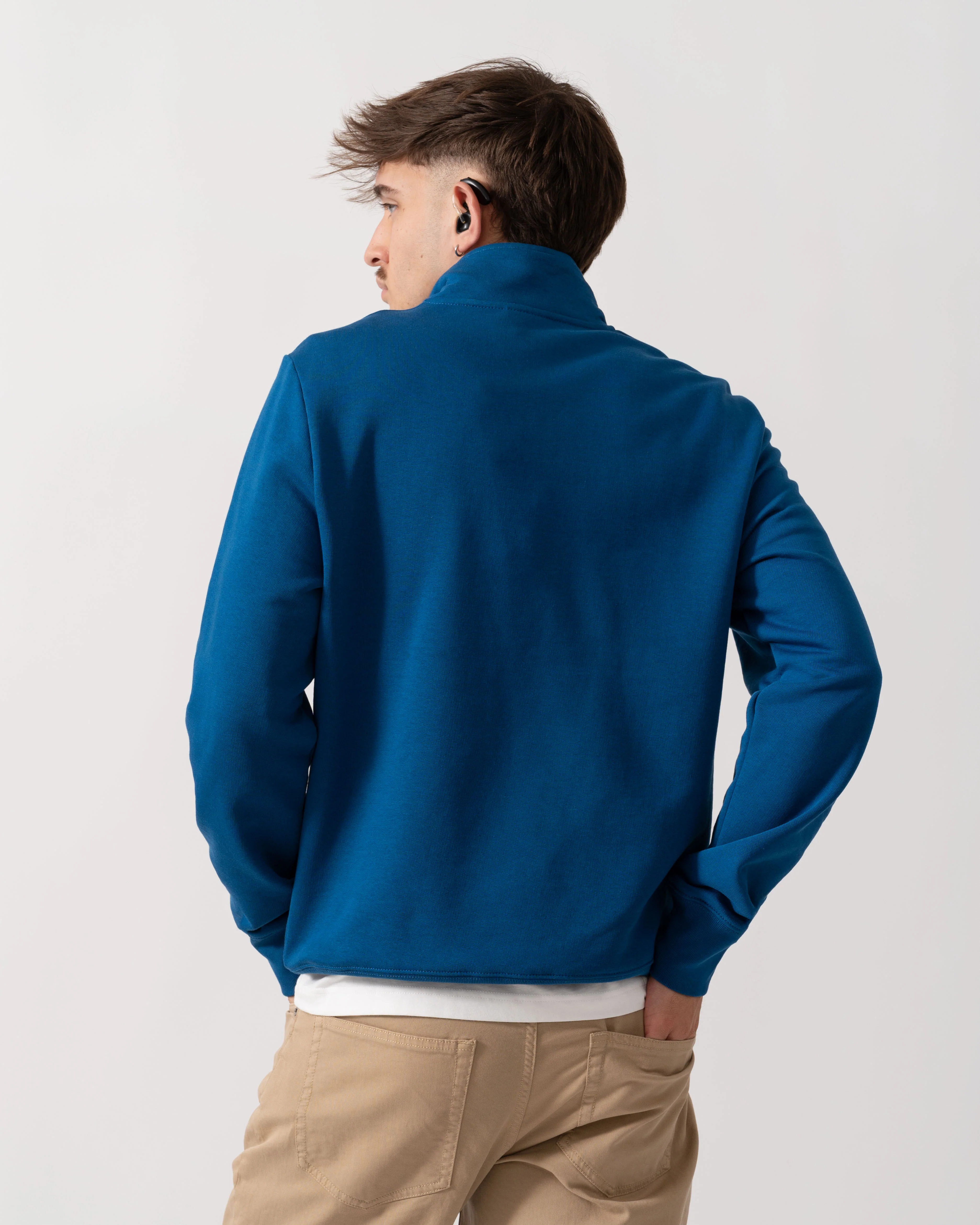 PS Paul Smith Mens Reg Fit Half Zip Zebra Logo Top - 45D Blue - Image 4