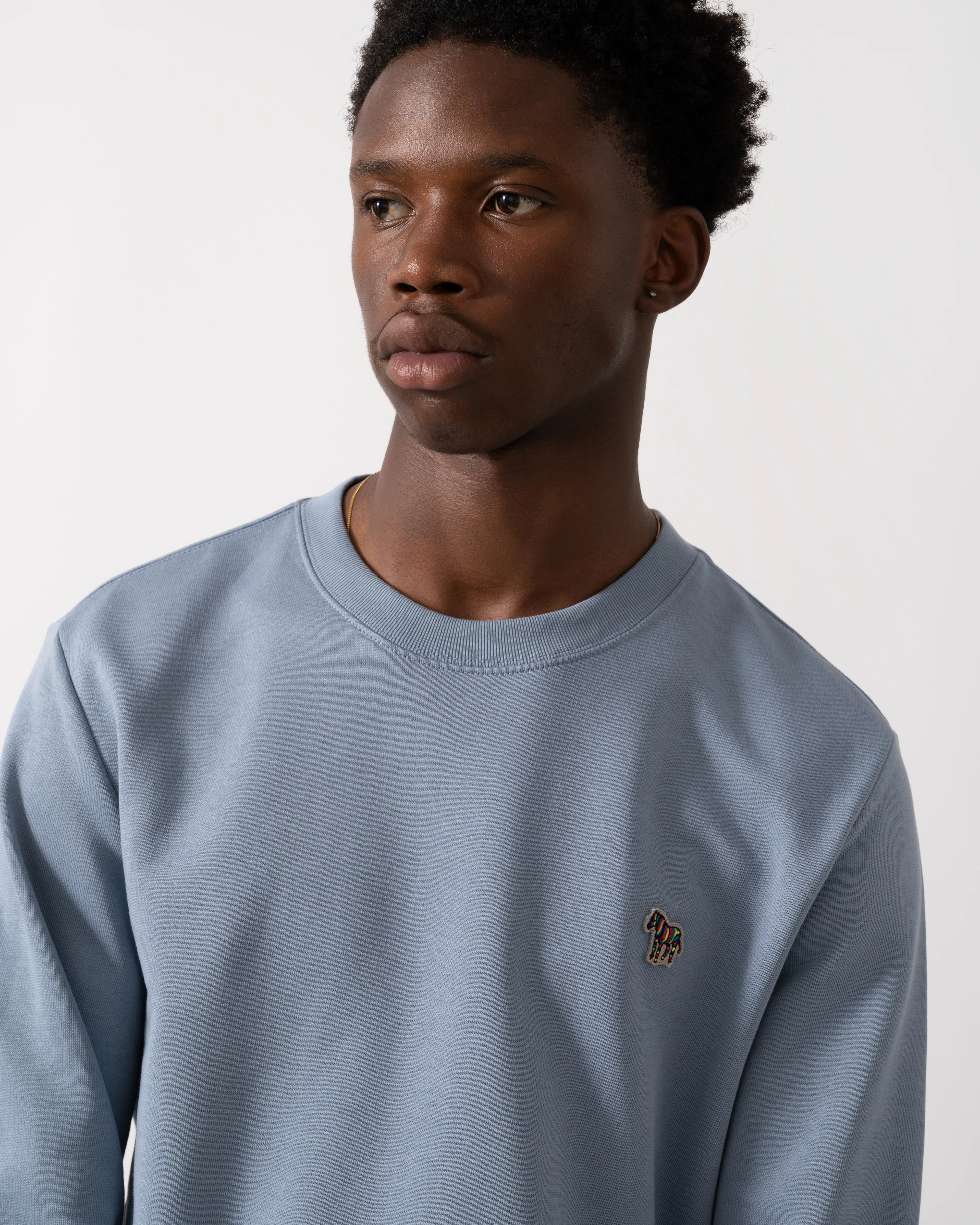PS Paul Smith Mens Reg Fit Zebra Sweatshirt - 43G Greyish Blue - Image 2