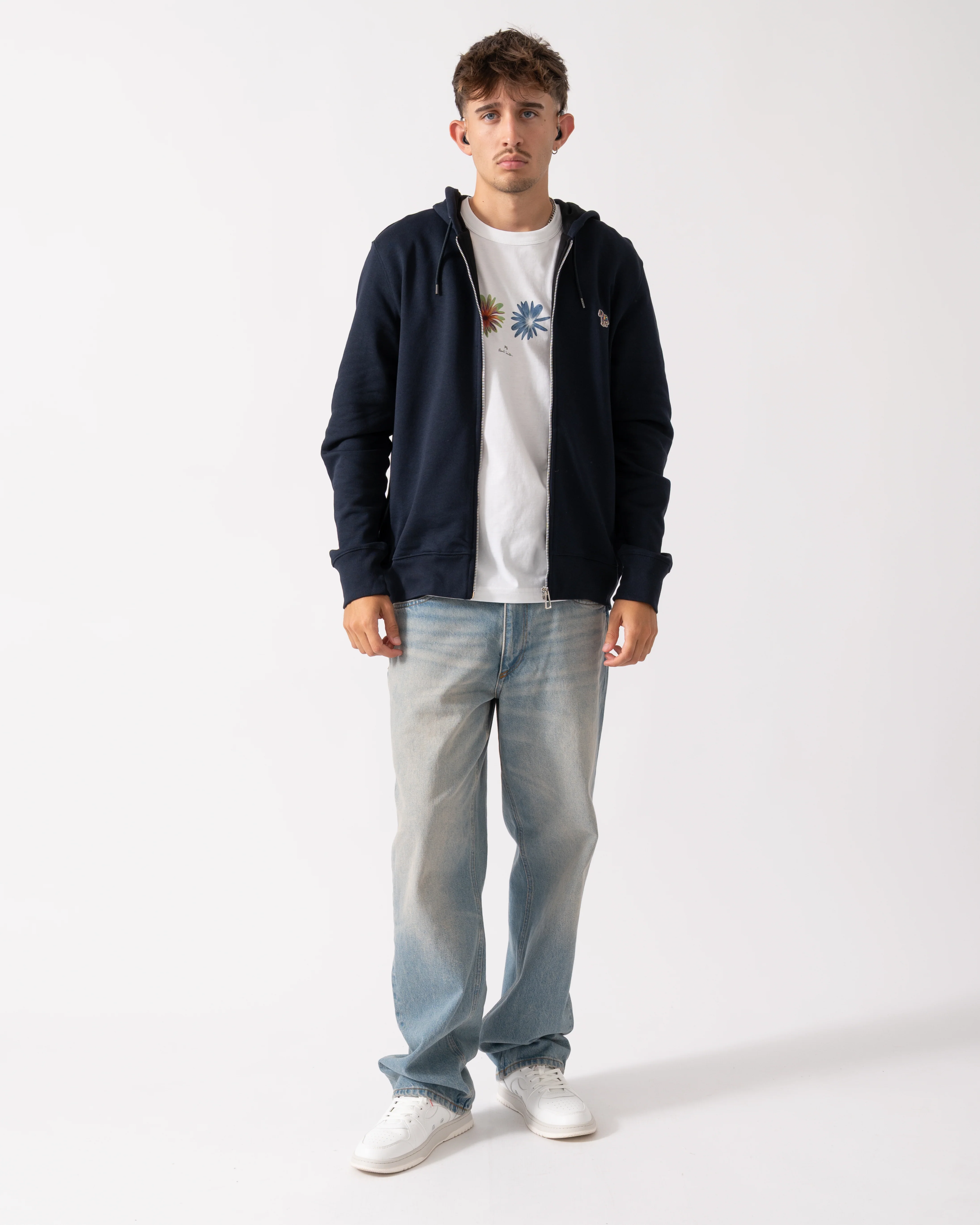 PS Paul Smith Mens Reg Fit Zip Hoodie with Zebra Logo - 49 Very Dark Navy - Image 2