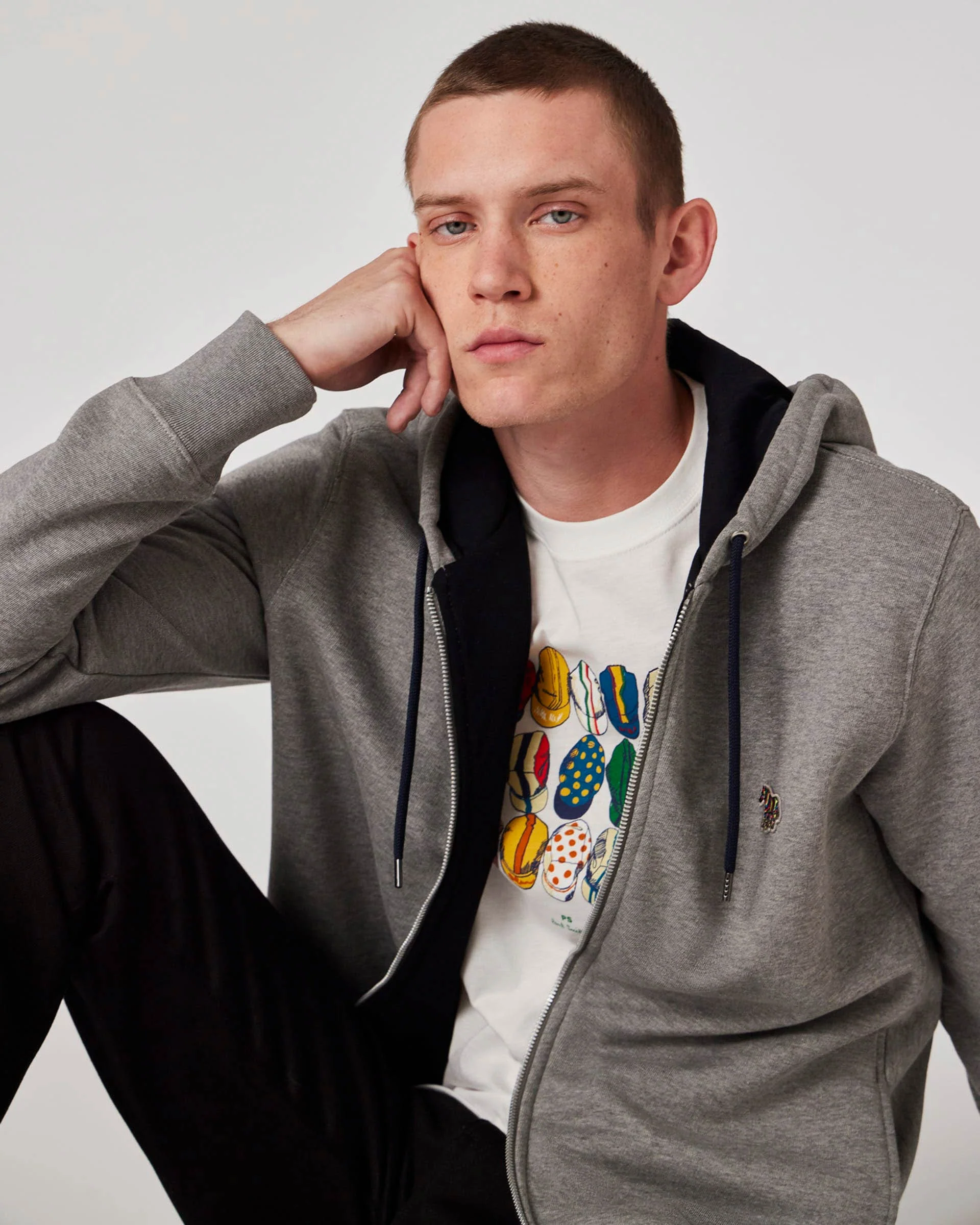 PS Paul Smith Mens Reg Fit Zip Hoodie with Zebra Logo - 72 Grey Melange - Image 5