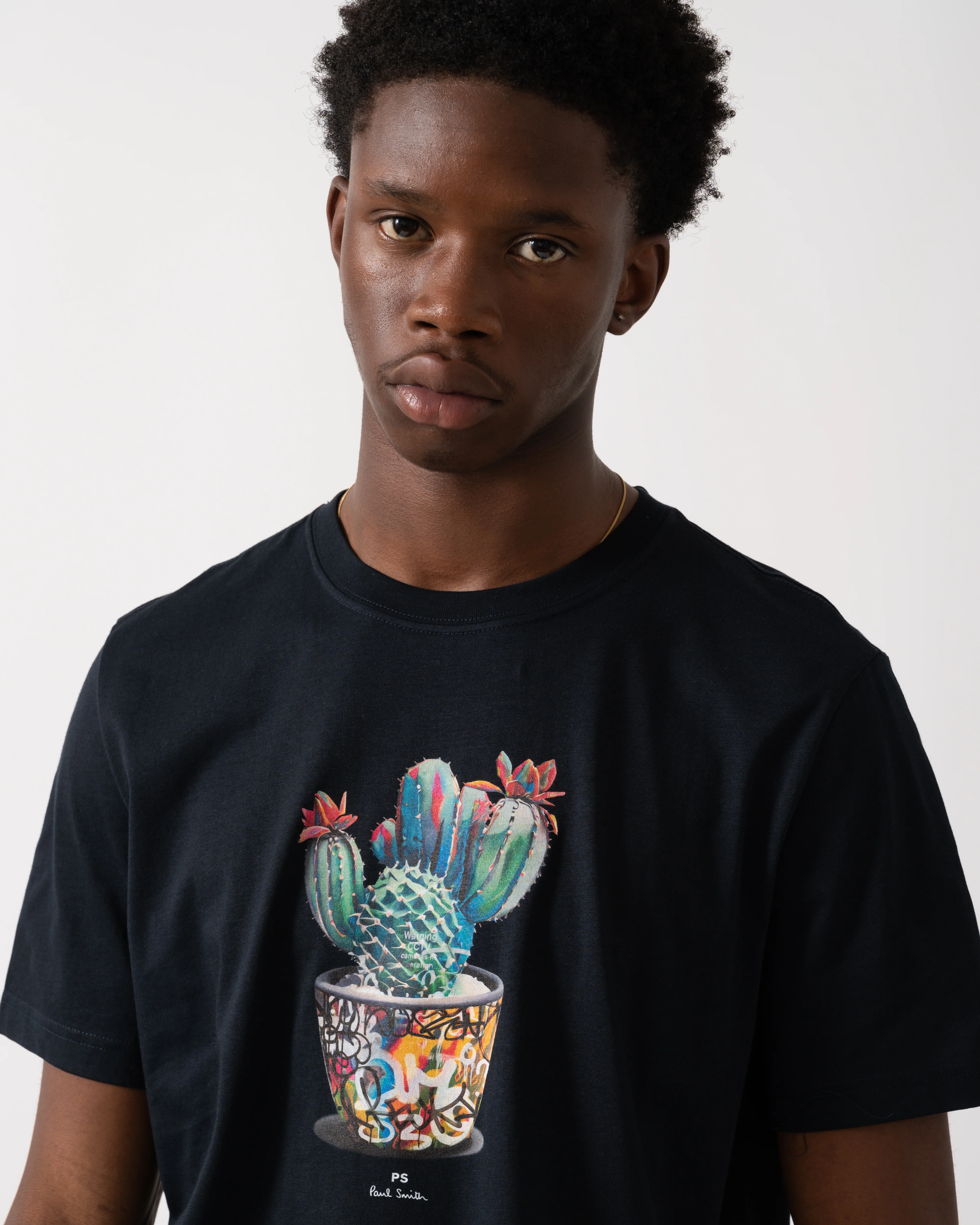 PS Paul Smith Mens Regular Fit Cactus Graphic T-Shirt - 49 Very Dark Navy - Image 2