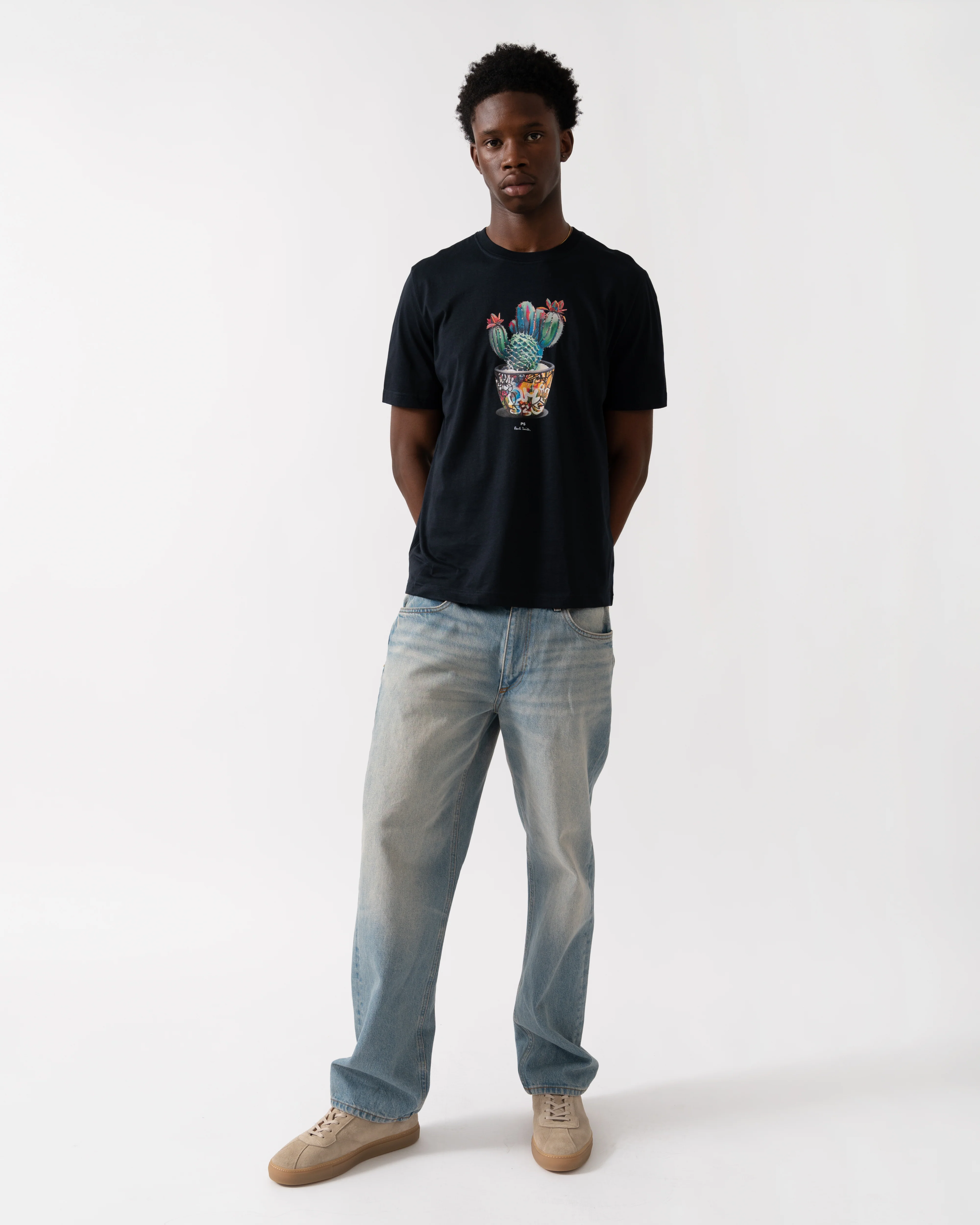 PS Paul Smith Mens Regular Fit Cactus Graphic T-Shirt - 49 Very Dark Navy - Image 3