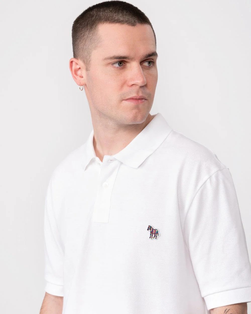 PS Paul Smith Mens Regular Fit Cotton-Piqué Zebra Logo Polo Shirt - 01 White - Image 2