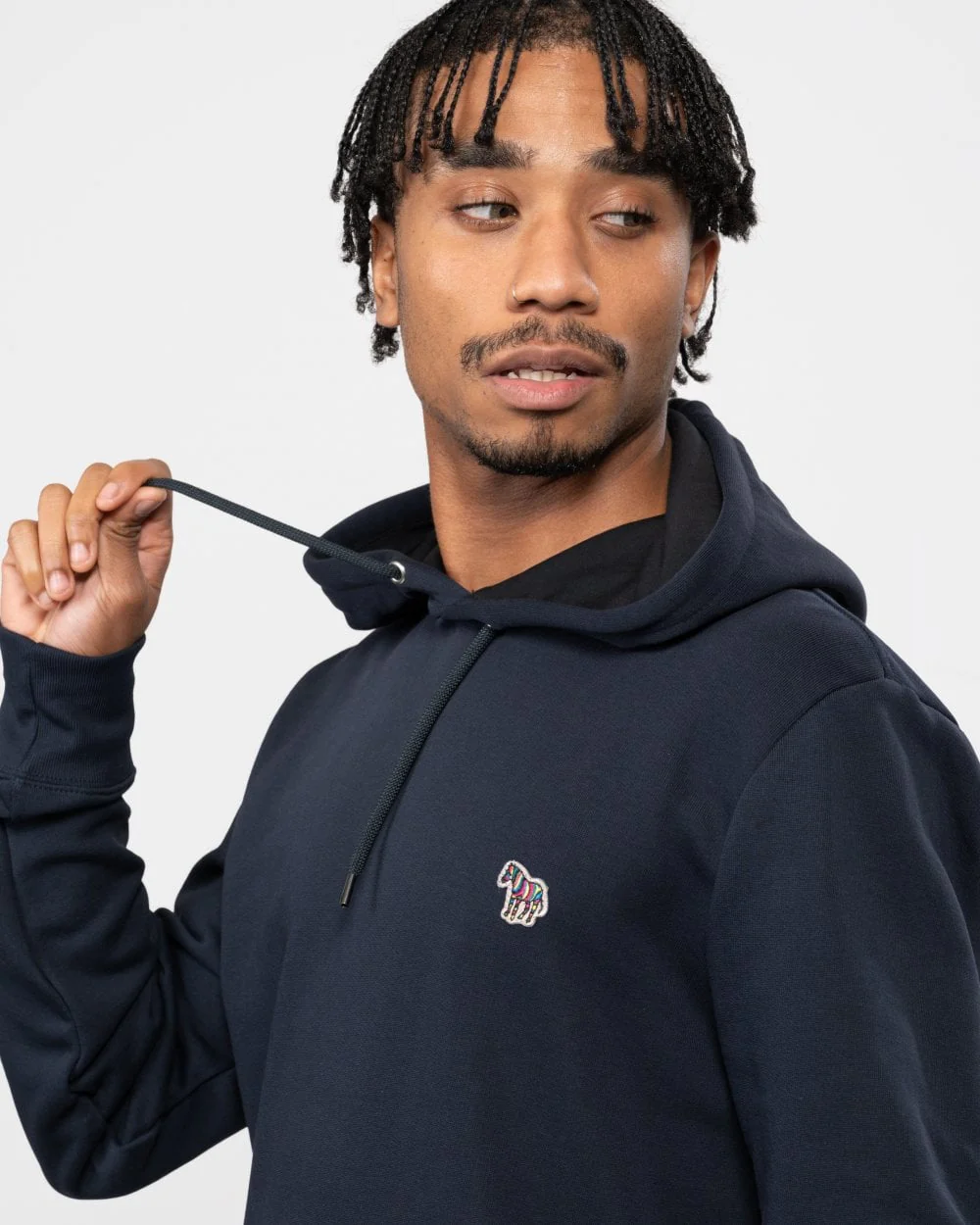 PS Paul Smith Mens Regular Fit Cotton Zebra Logo Hoodie - 49 Very Dark Navy - Image 2