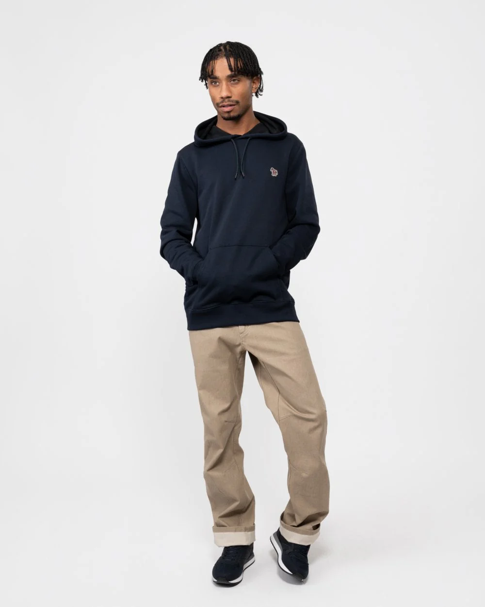 PS Paul Smith Mens Regular Fit Cotton Zebra Logo Hoodie - 49 Very Dark Navy - Image 3