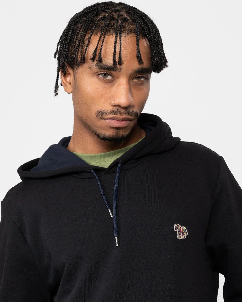PS Paul Smith Mens Regular Fit Cotton Zebra Logo Hoodie - 79 Black - Image 2