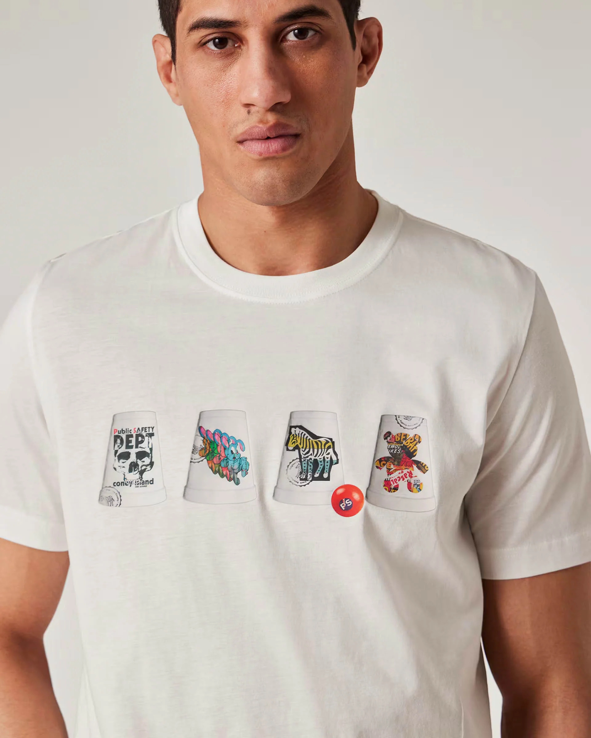 PS Paul Smith Mens Regular Fit Cups T-Shirt - 01 White - Image 3