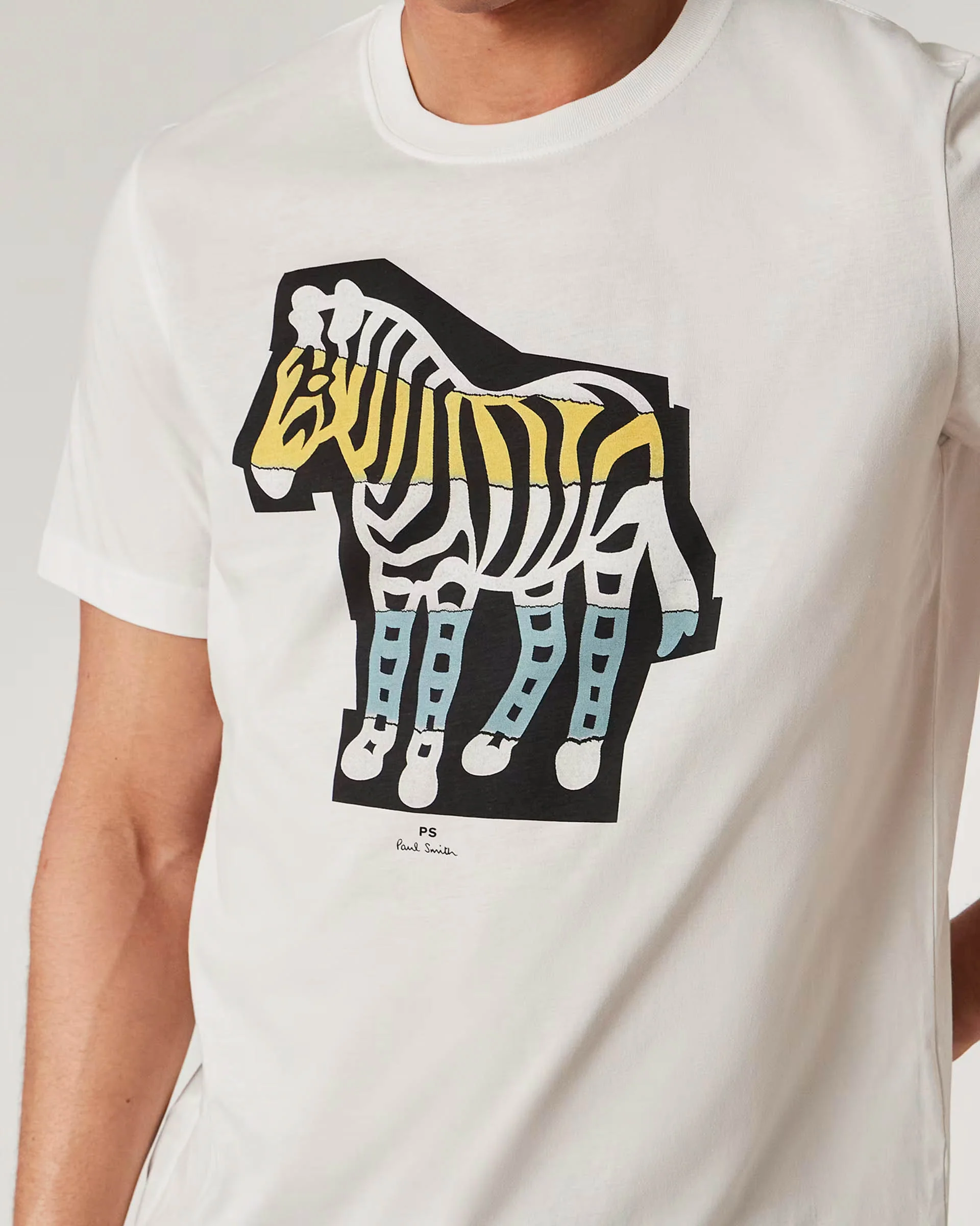 PS Paul Smith Mens Regular Fit Cutout Zebra T-Shirt - 01 White - Image 3
