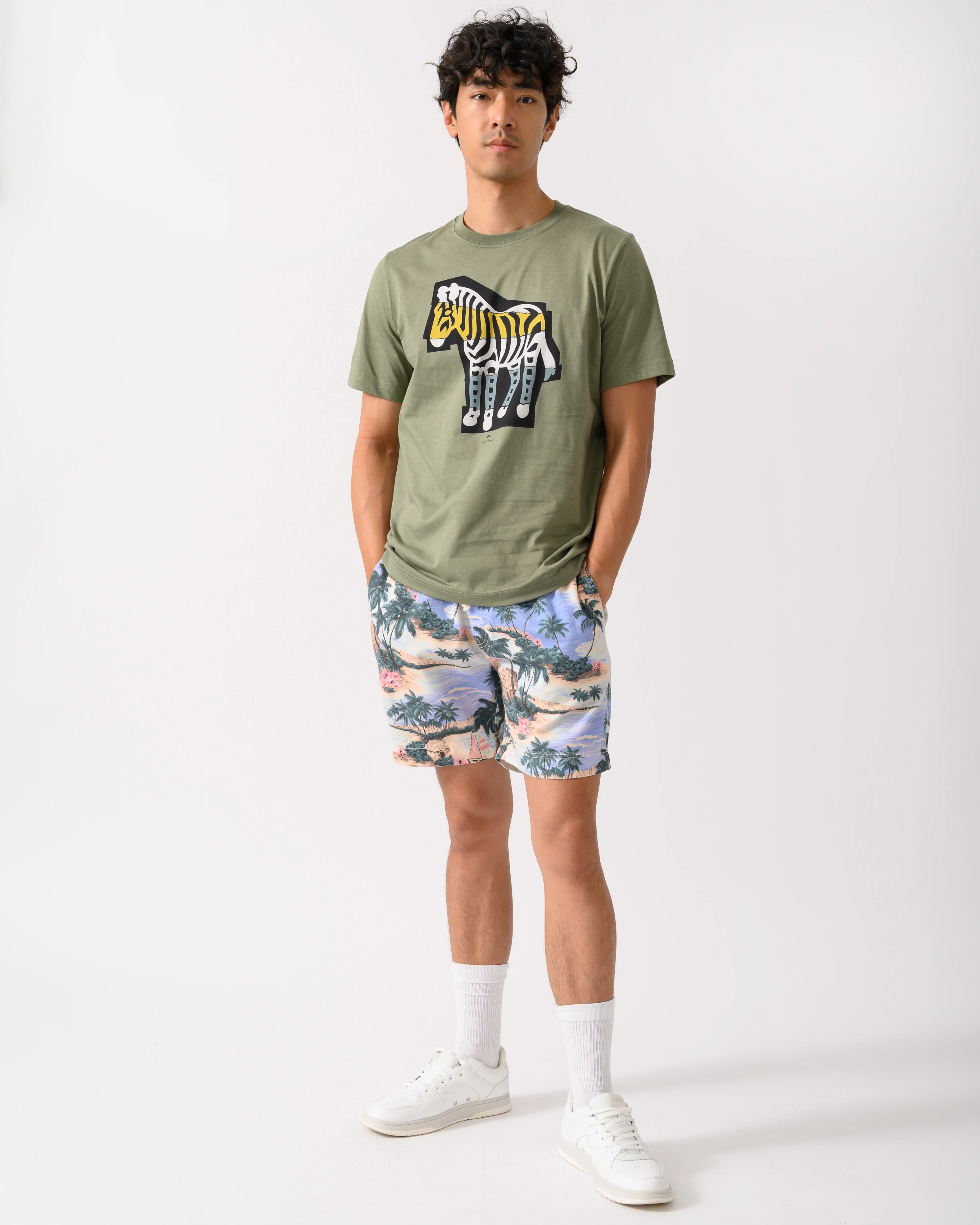 PS Paul Smith Mens Regular Fit Cutout Zebra T-Shirt - 34C Khaki - Image 2