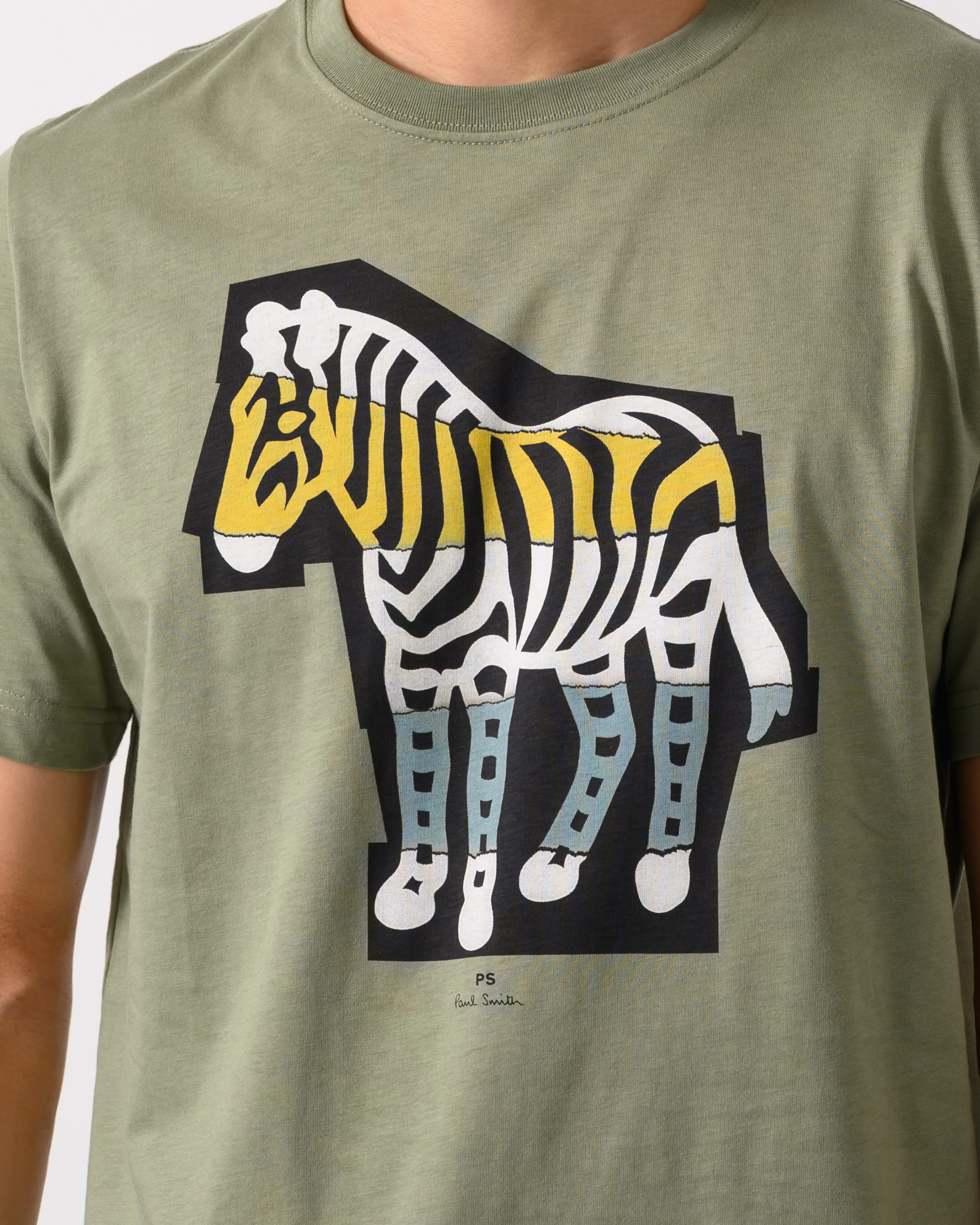 PS Paul Smith Mens Regular Fit Cutout Zebra T-Shirt - 34C Khaki - Image 3