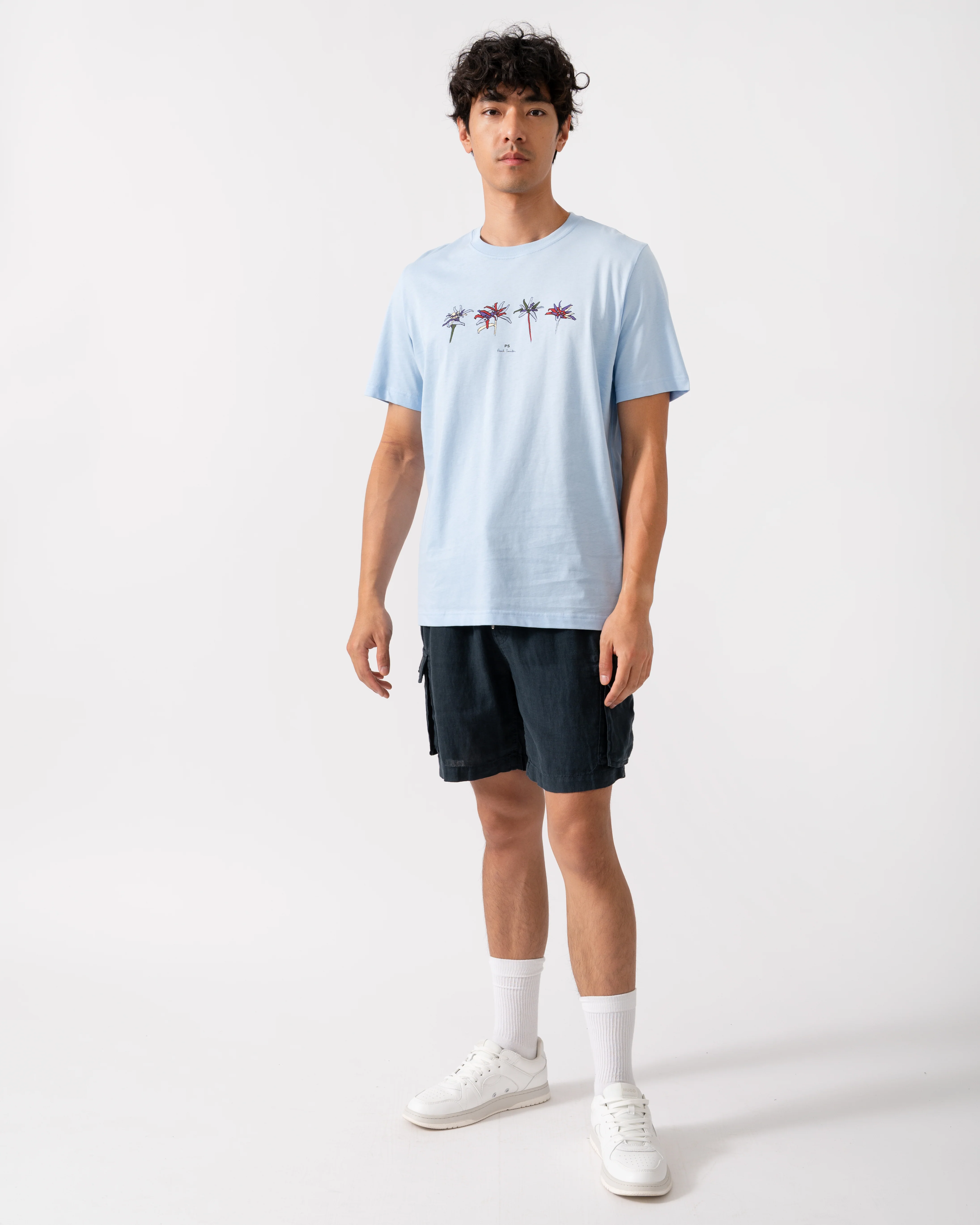 PS Paul Smith Mens Regular Fit Edelweiss Flower T-Shirt - 41E Light Blue - Image 2