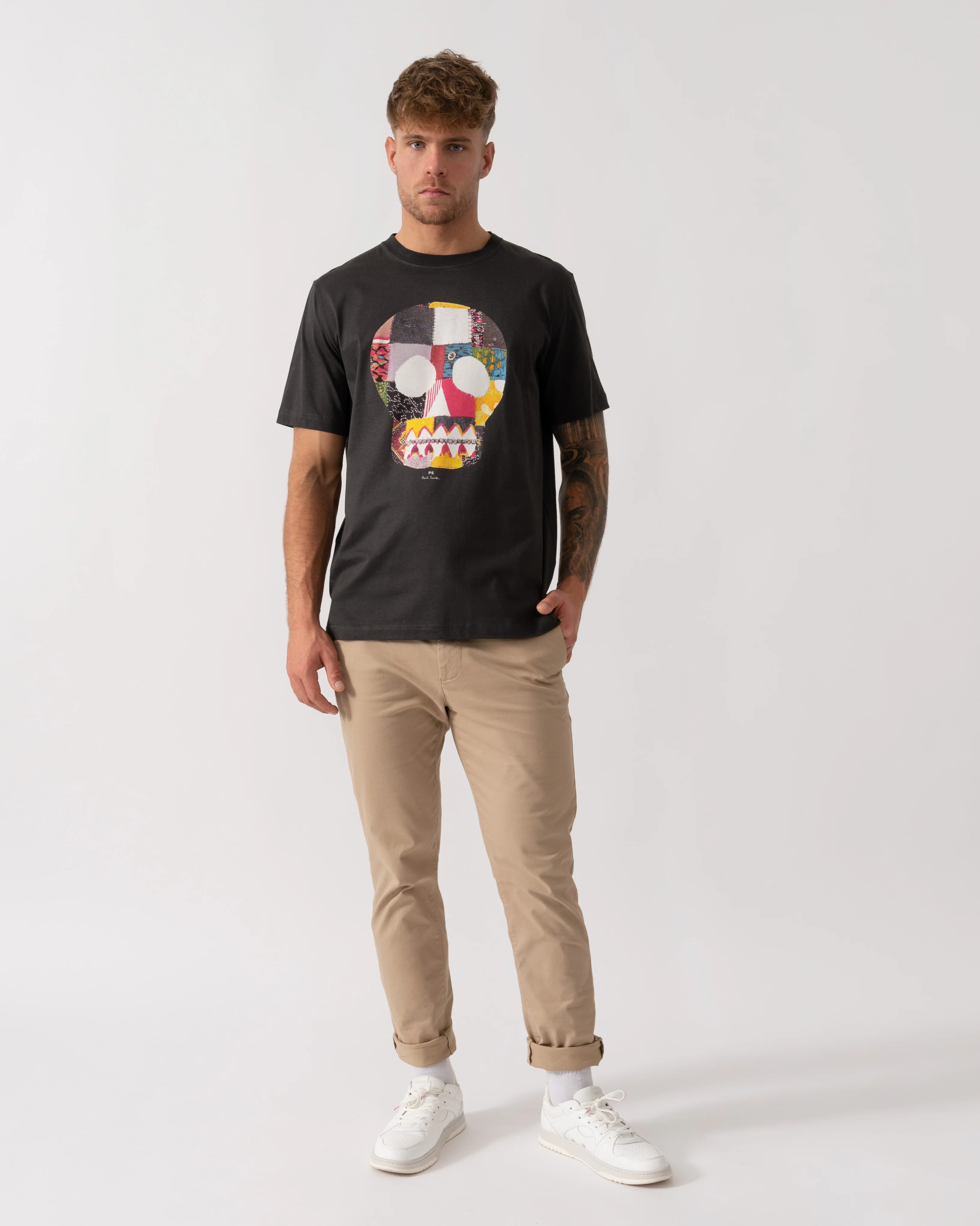 PS Paul Smith Mens Regular Fit Fabric Skull T-Shirt - 76 Grey - Image 2
