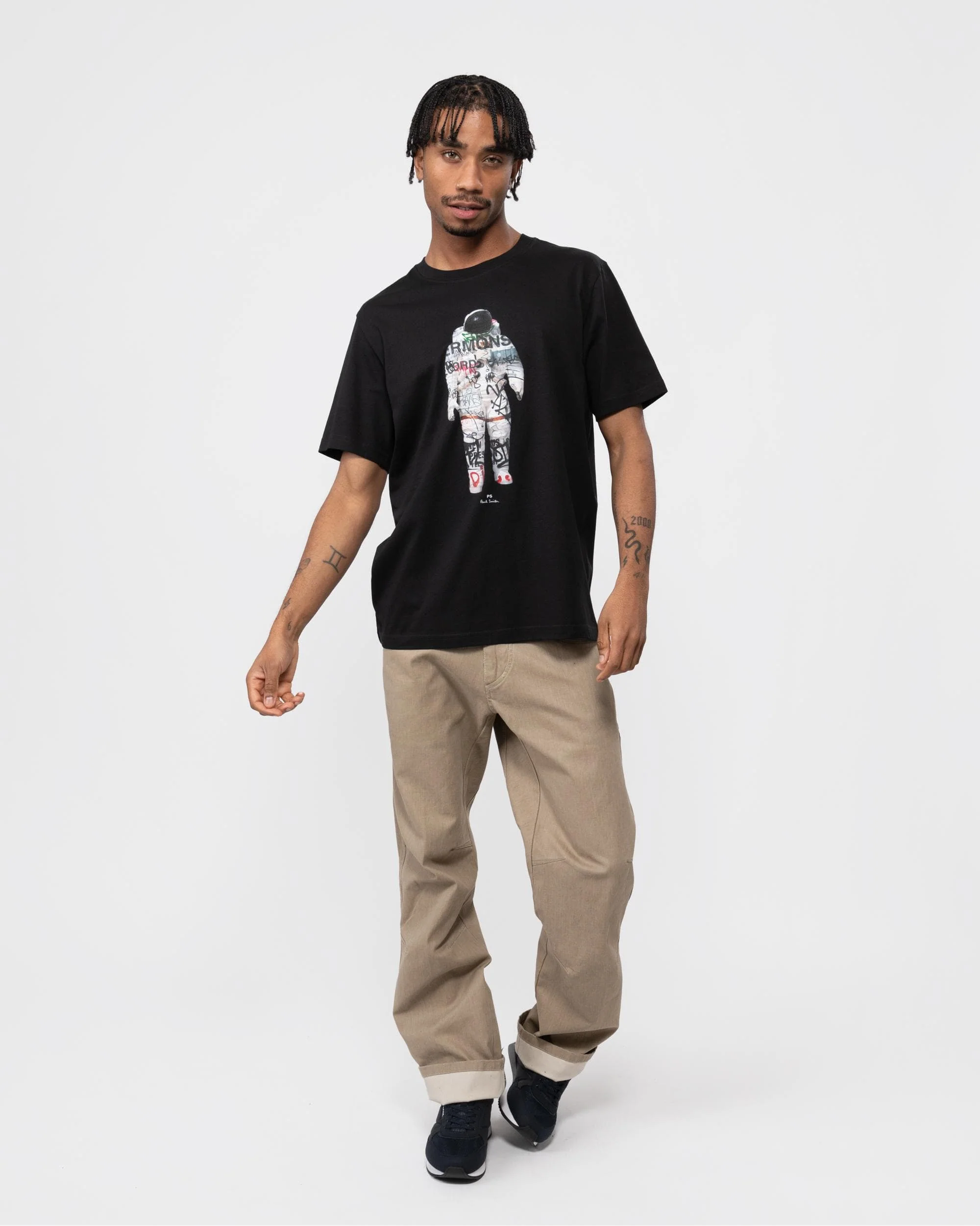 PS Paul Smith Mens Regular Fit Graffiti Astronaut Print T-Shirt - Image 3