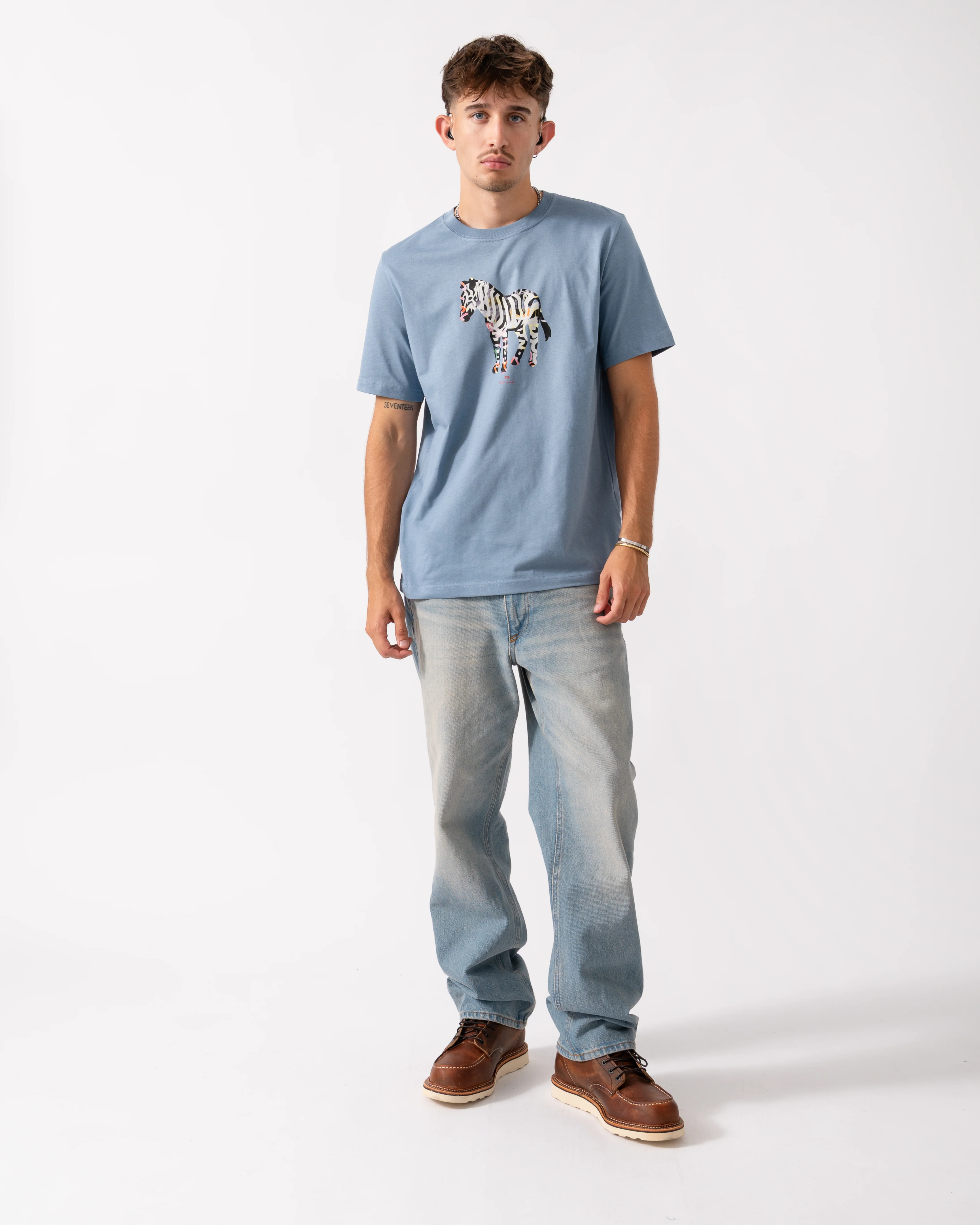 PS Paul Smith Mens Regular Fit Large Zebra Logo T-Shirt - 43D Greyish Blue - Image 2