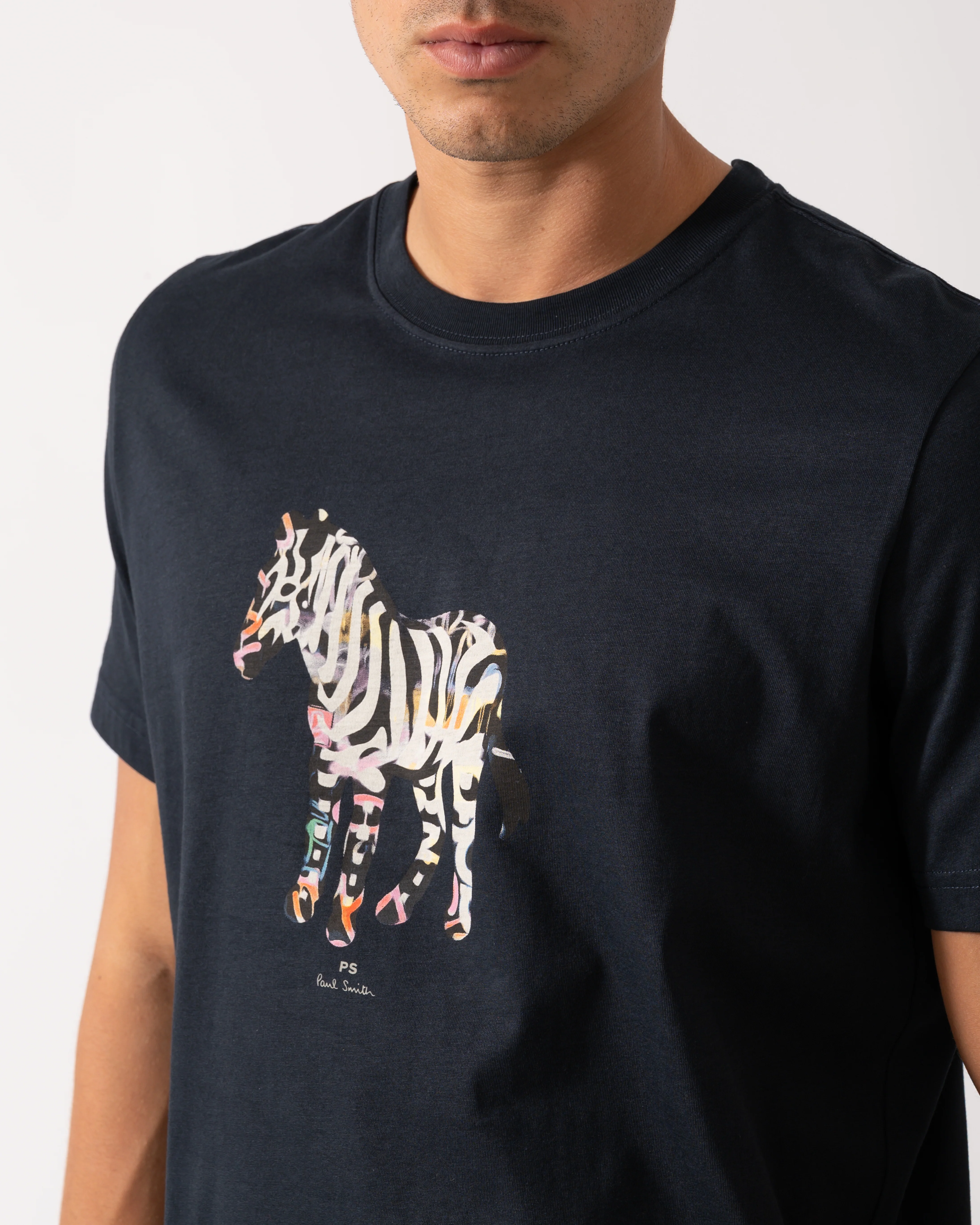PS Paul Smith Mens Regular Fit Large Zebra Logo T-Shirt - 49 Very Dark Navy - Image 2