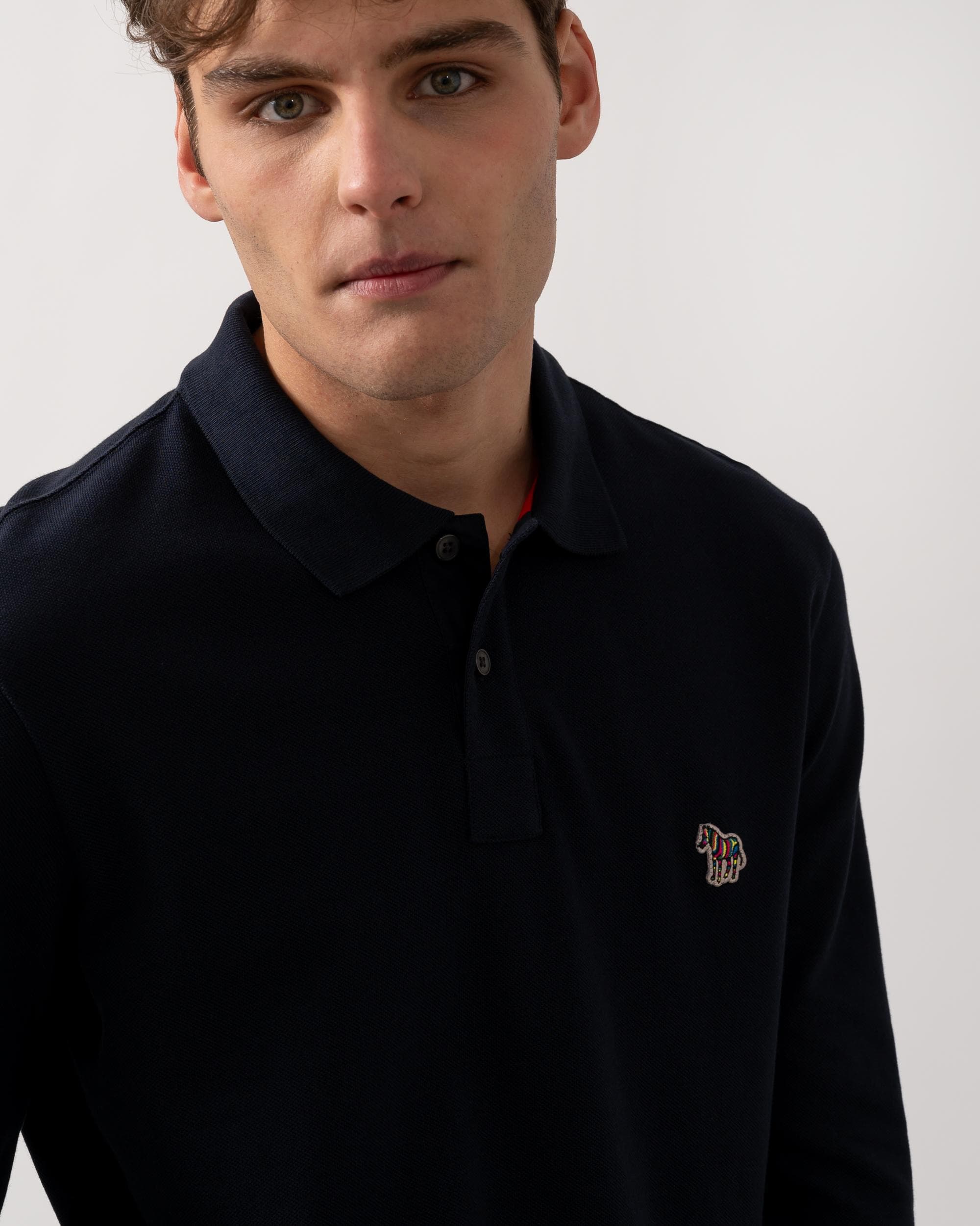 PS Paul Smith Mens Regular Fit Long Sleeve Classic Zebra Polo - 49 Very Dark Navy - Image 2