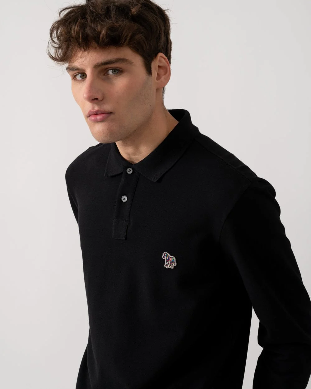 PS Paul Smith Mens Regular Fit Long Sleeve Classic Zebra Polo - 79 Black - Image 2