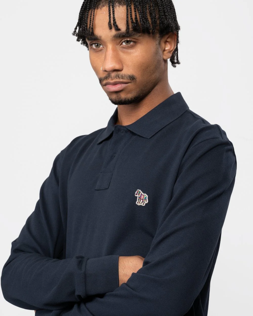 PS Paul Smith Mens Regular Fit Long Sleeve Sports Stripe Zebra Polo - 49 Very Dark Navy - Image 2