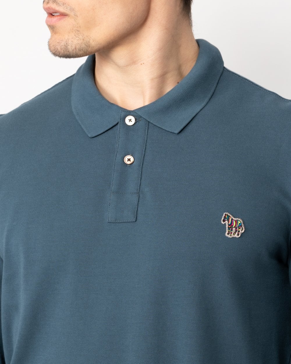 PS Paul Smith Mens Regular Fit Long Sleeve Zebra Polo - Image 2