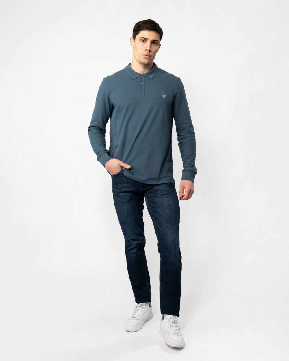 PS Paul Smith Mens Regular Fit Long Sleeve Zebra Polo - Image 3