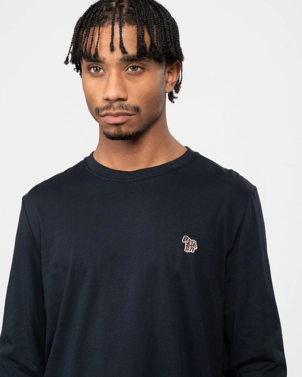 PS Paul Smith Mens Regular Fit Long Sleeve Zebra T-Shirt - 49 Very Dark Navy - Image 2