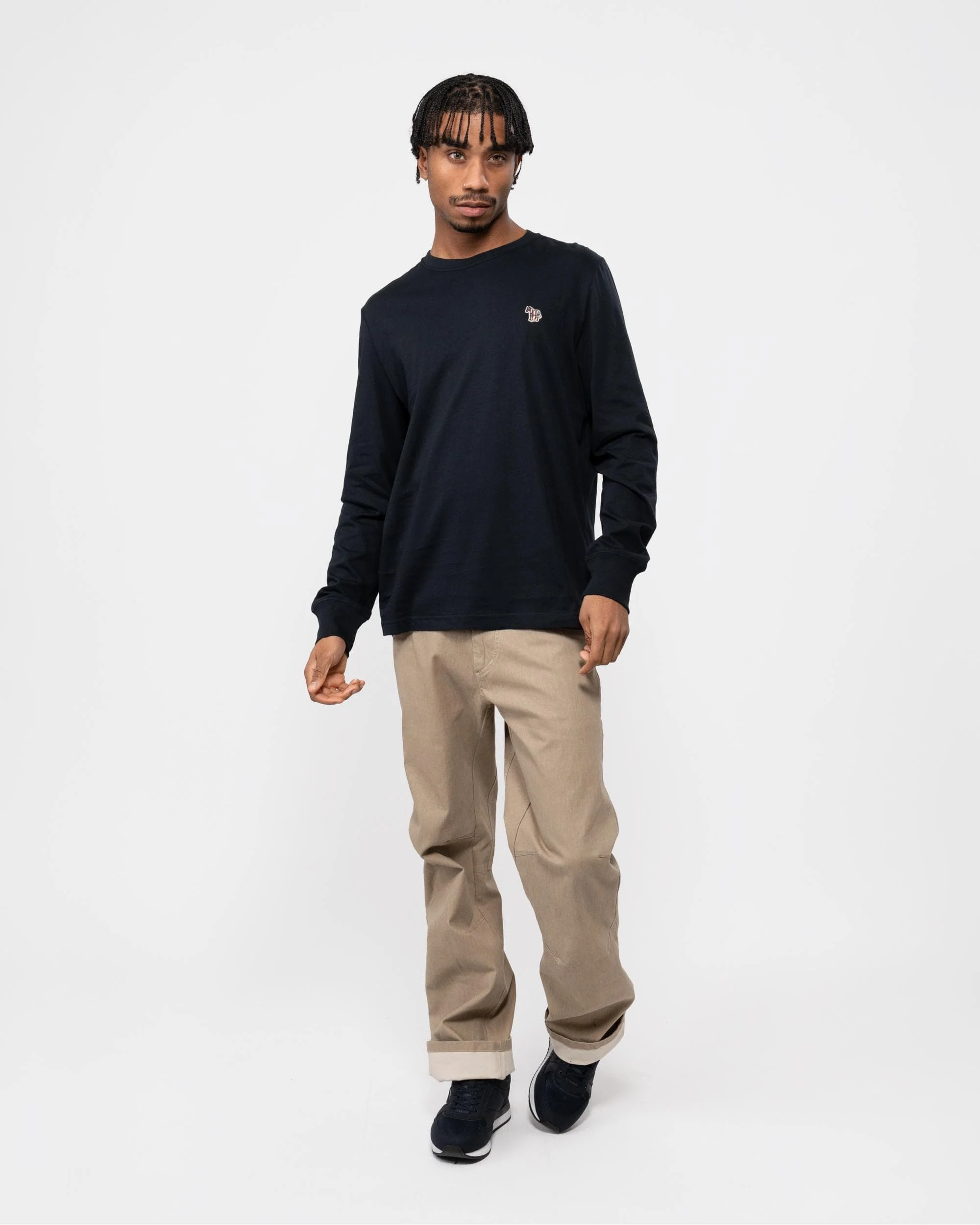 PS Paul Smith Mens Regular Fit Long Sleeve Zebra T-Shirt - 49 Very Dark Navy - Image 3