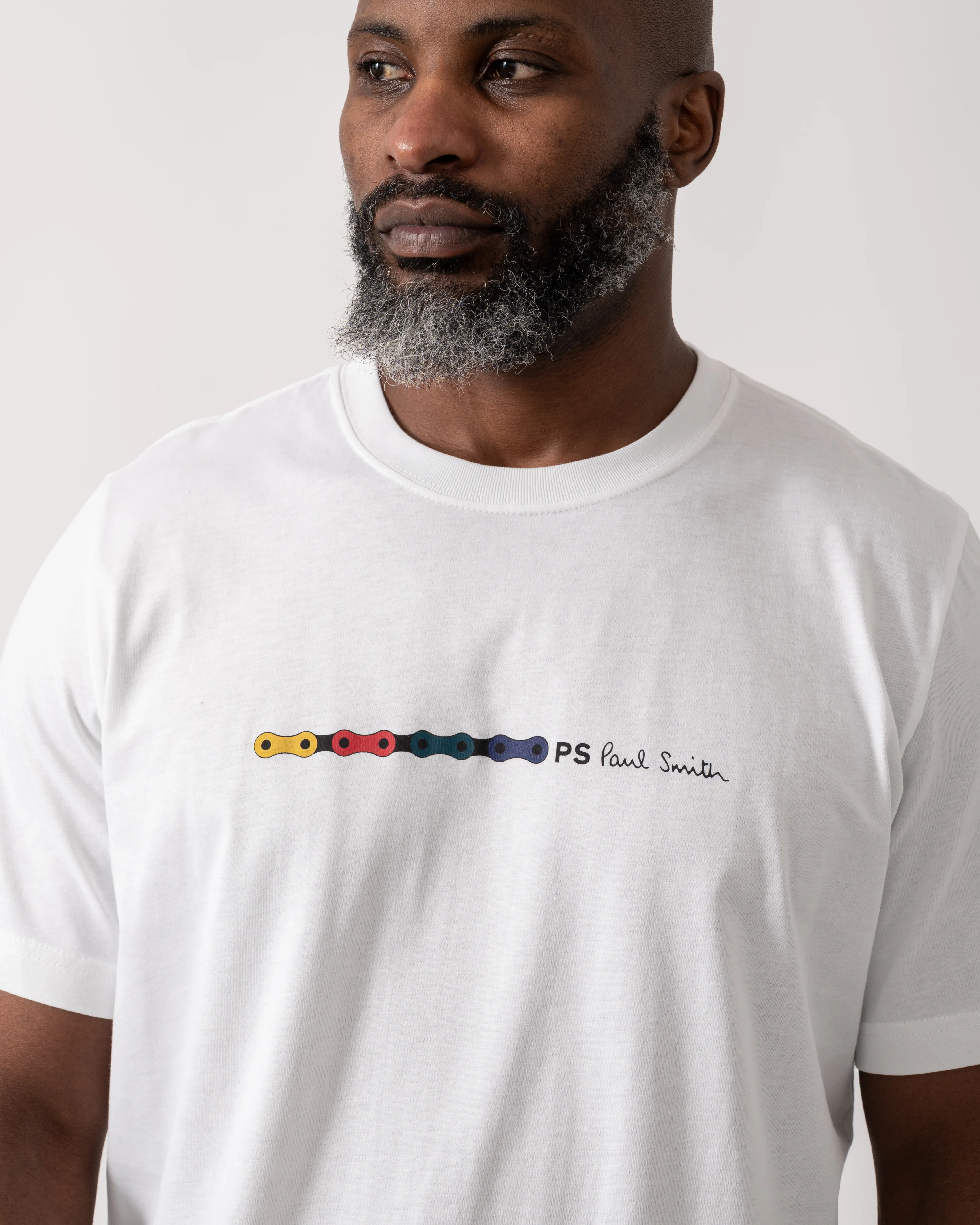 PS Paul Smith Mens Regular Fit PS Chain T-Shirt - 01 White - Image 3