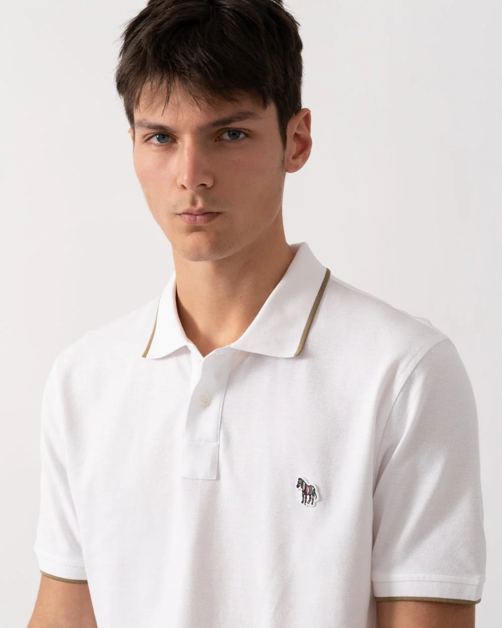 PS Paul Smith Mens Regular Fit Short Sleeve Zebra Badge Polo - 01 White - Image 2