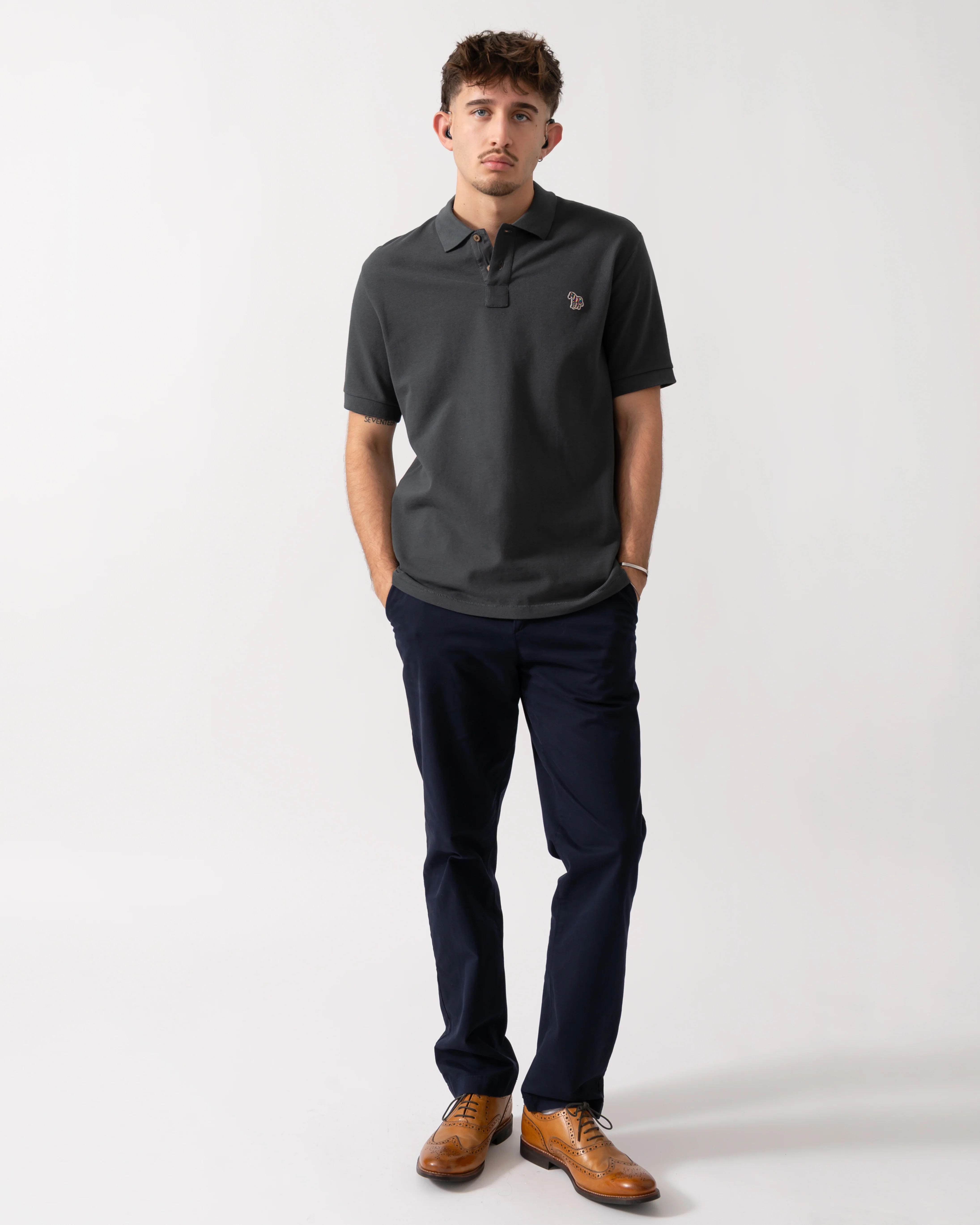 PS Paul Smith Mens Regular Fit Short Sleeve Zebra Polo Shirt - 76 Grey - Image 2